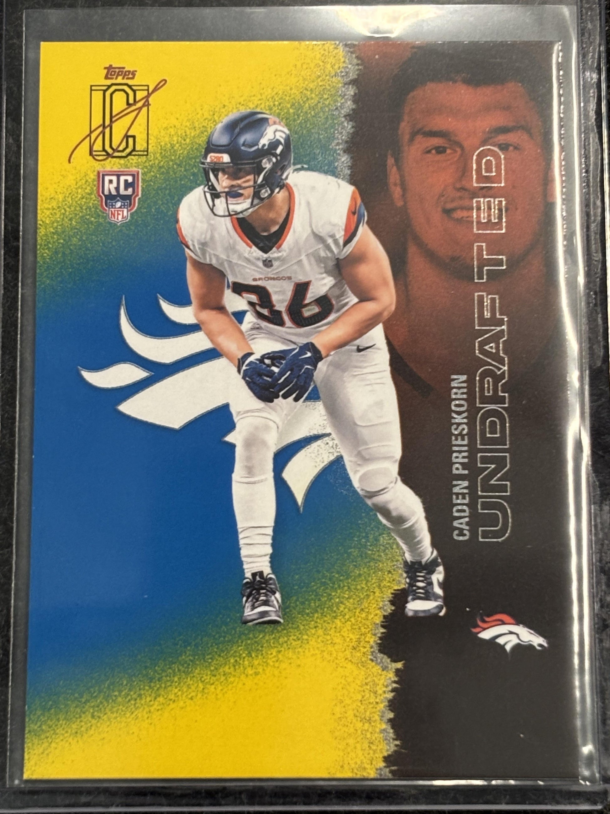 2025 Topps Signature Class #247 Caden Prieskorn Blue & Yellow Denver Broncos Rookie