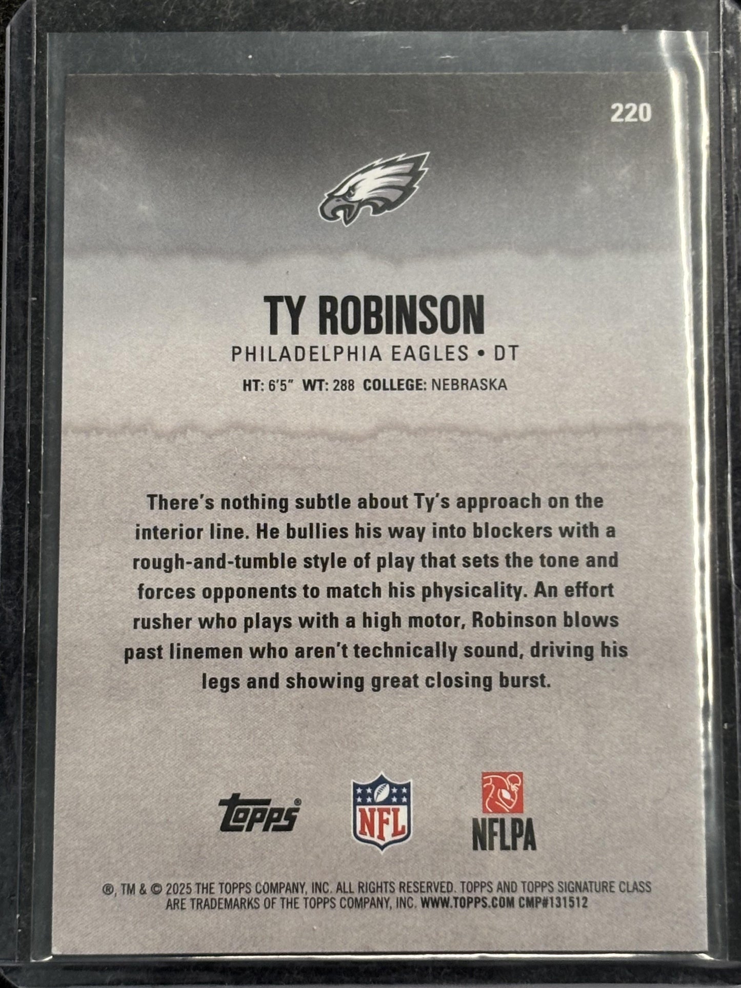 2025 Topps Signature Class #220 Ty Robinson Green & Purple Philadelphia Eagles Rookie
