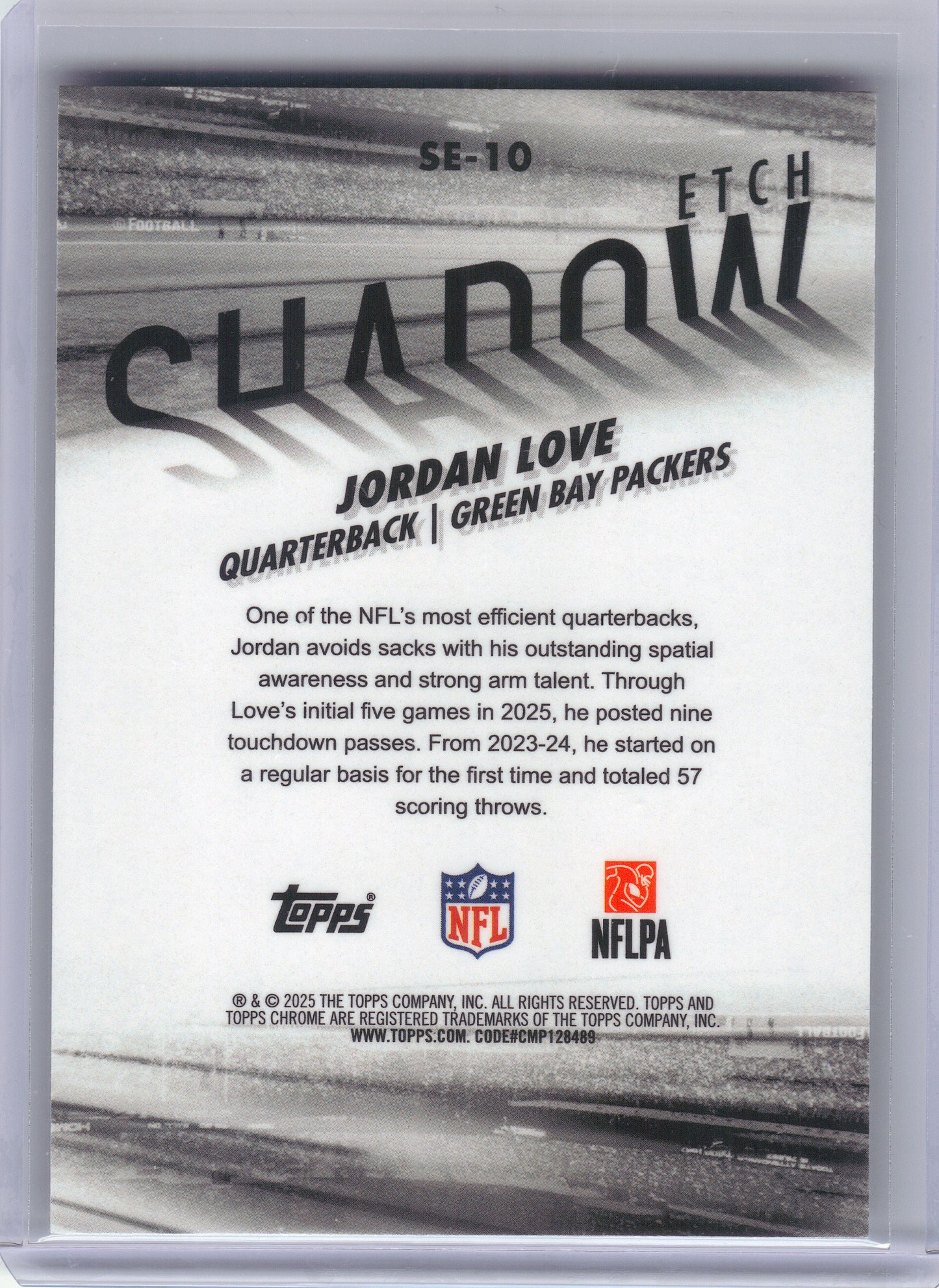 2025 Topps Chrome #SE-10 Jordan Love Shadow Etch Green Bay Packers