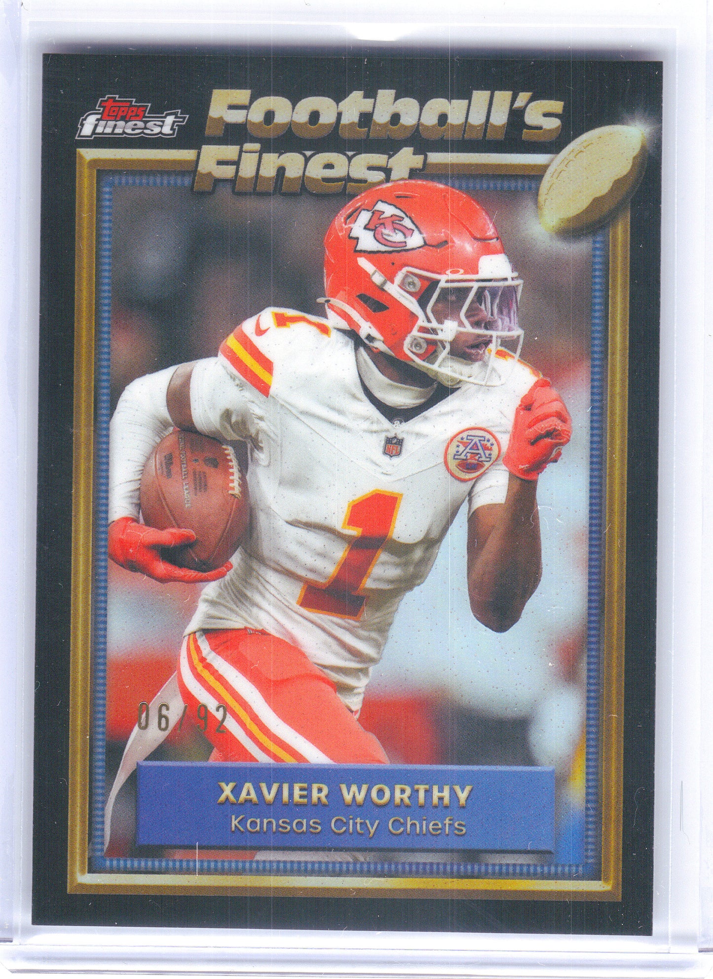 2025 Finest #92-20 Xavier Worthy 92 Finest #/92 Kansas City Chiefs SN