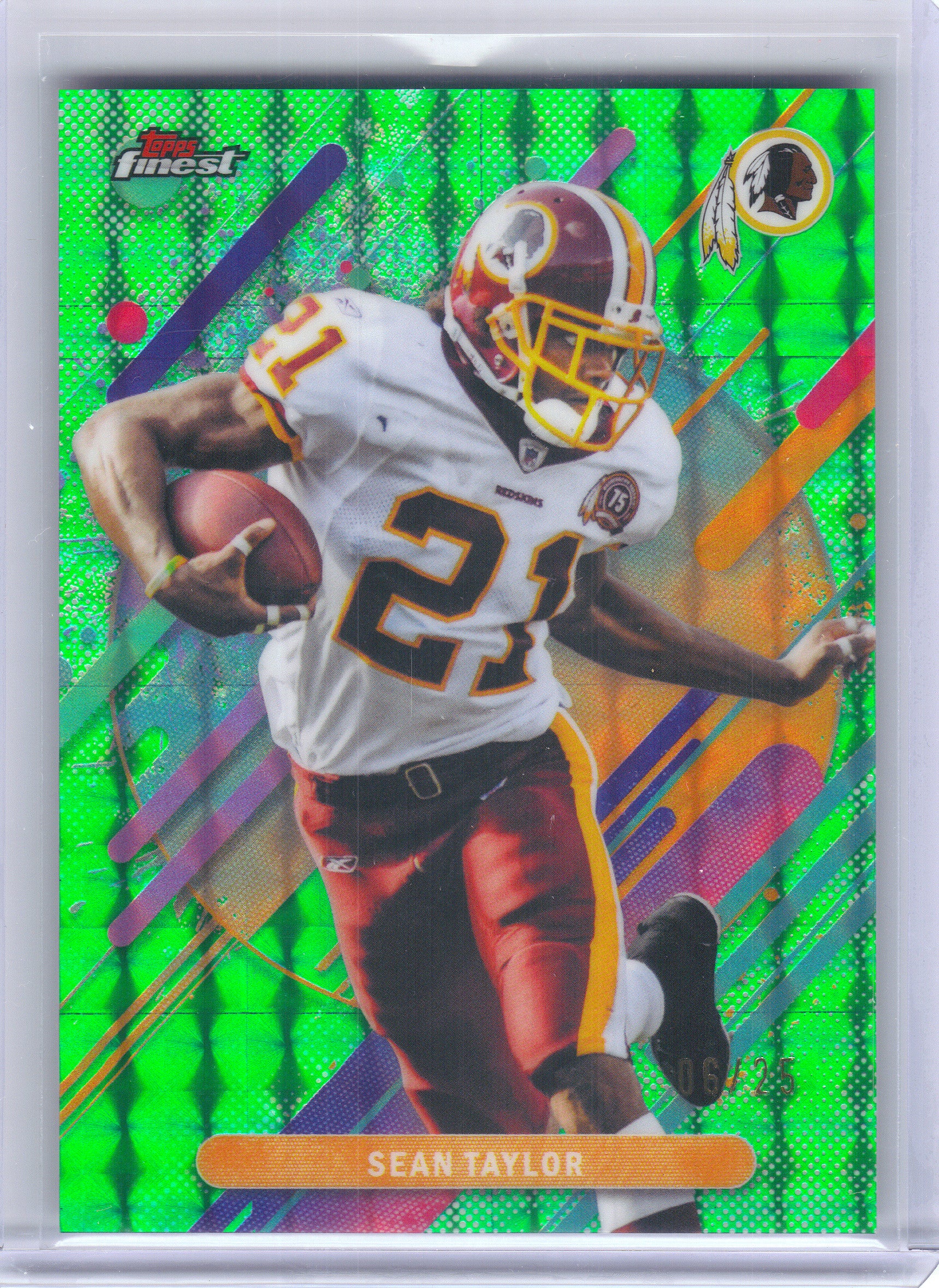 2025 Finest #300 Sean Taylor Green Geometric Refractor #/25 Washington Redskins SN