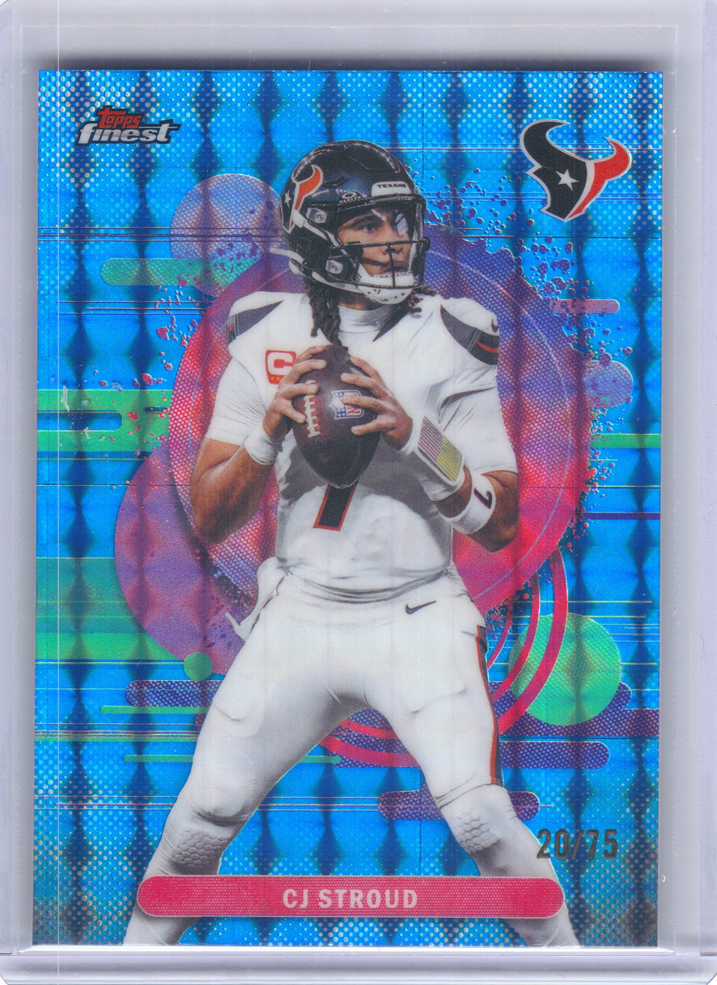 2025 Finest #133 CJ Stroud Blue Geometric Refractor #/75 Houston Texans SN