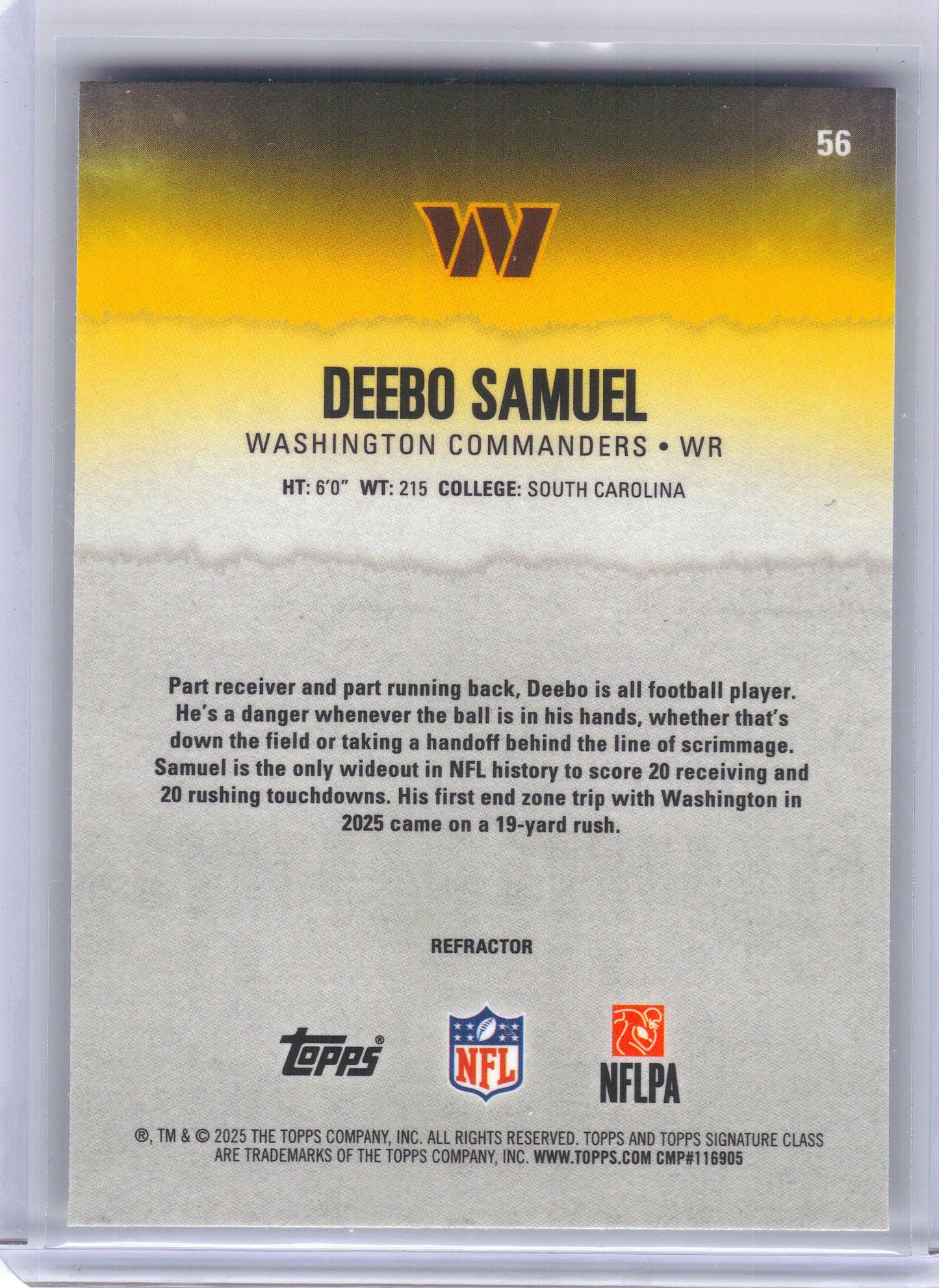 2025 Topps Signature Class #56 Deebo Samuel Chrome Washington Commanders