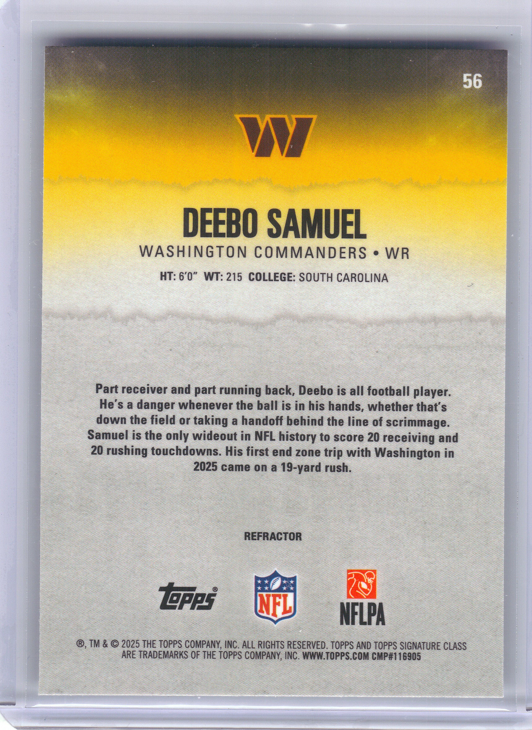 2025 Topps Signature Class #56 Deebo Samuel Chrome Washington Commanders