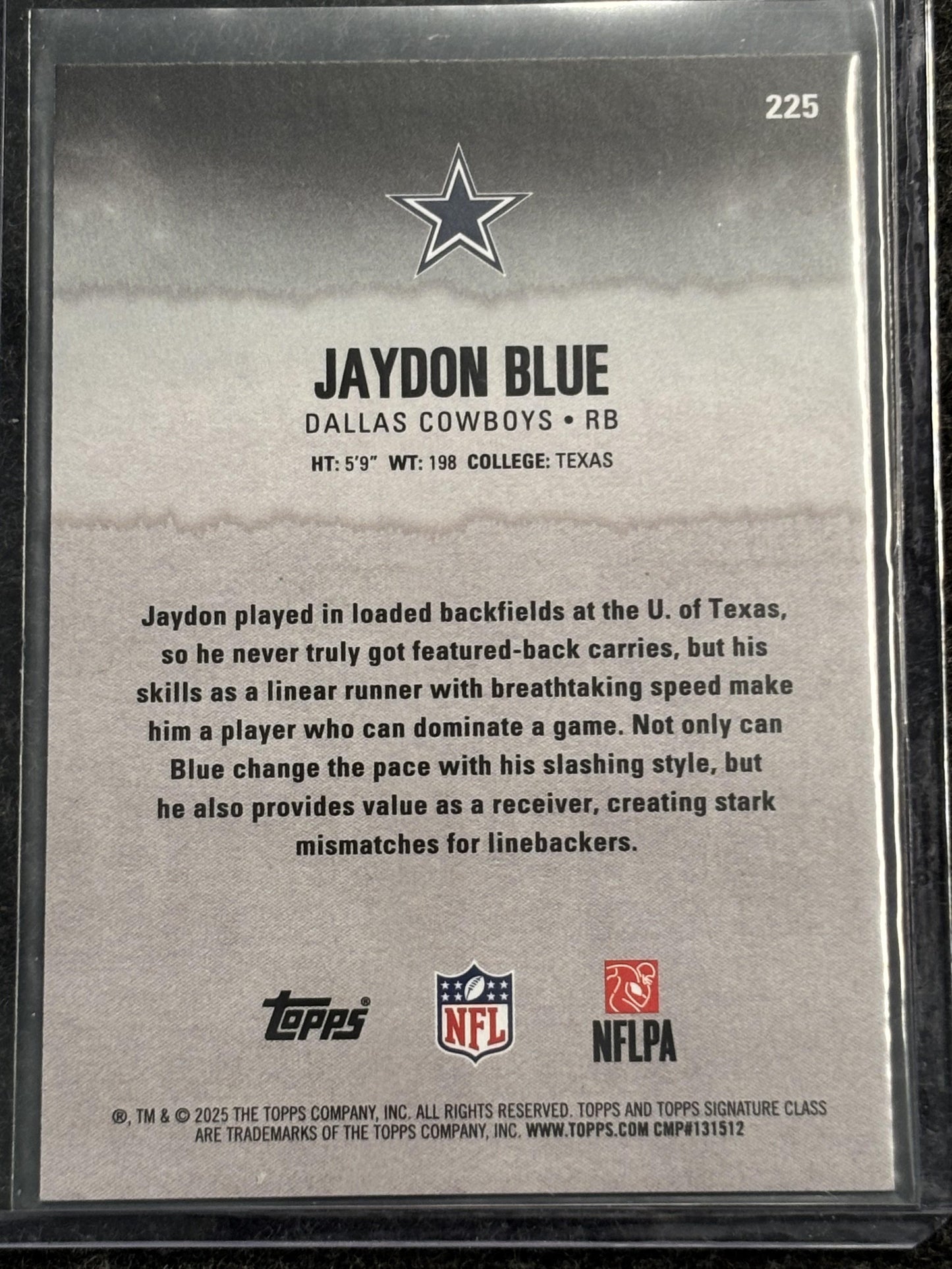 2025 Topps Signature Class #225 Jaydon Blue Blue & Yellow Dallas Cowboys Rookie
