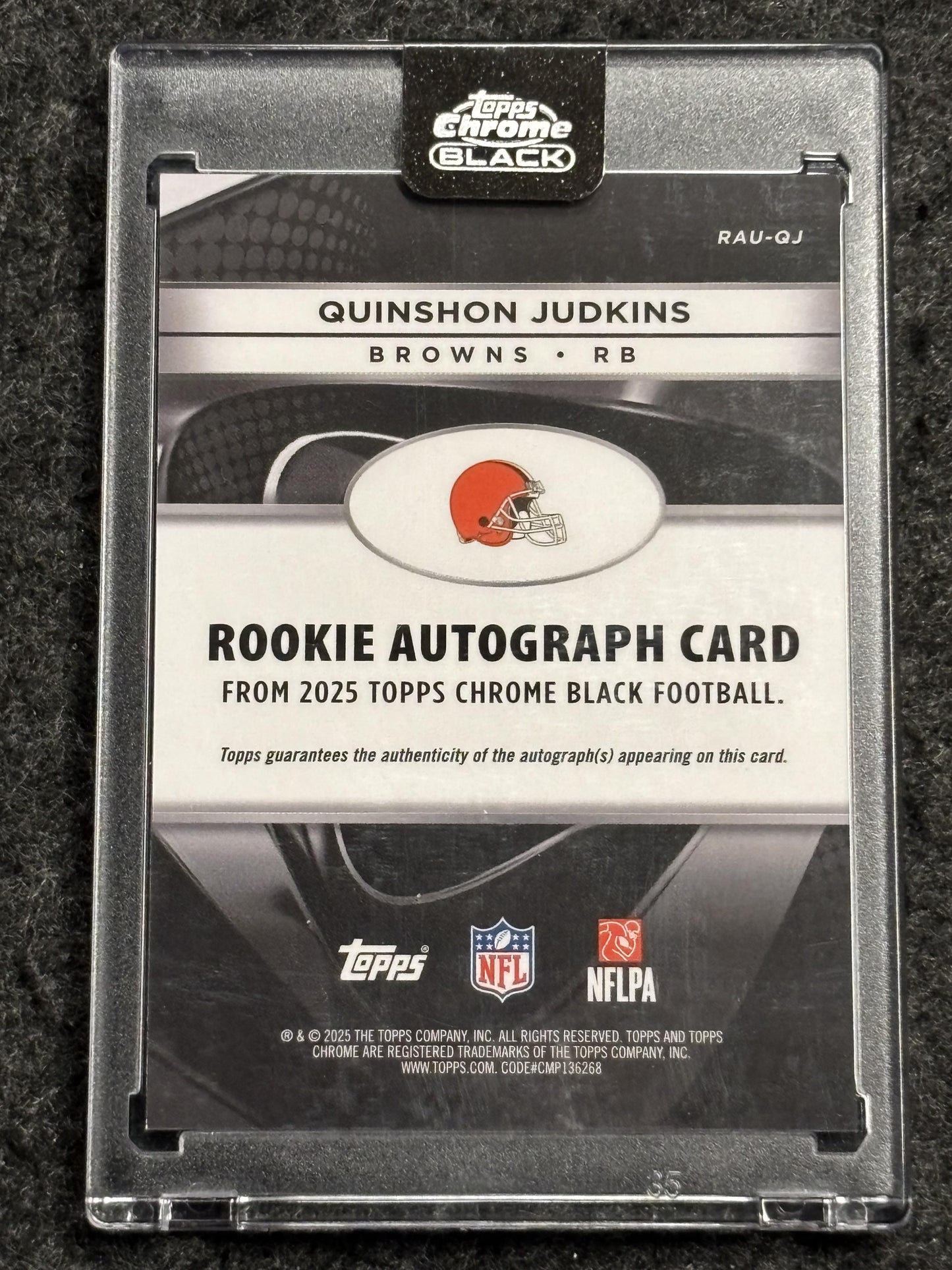 2025 Topps Chrome Black #RAU-QJ Quinshon Judkins Rookie Autographs Cleveland Browns Auto