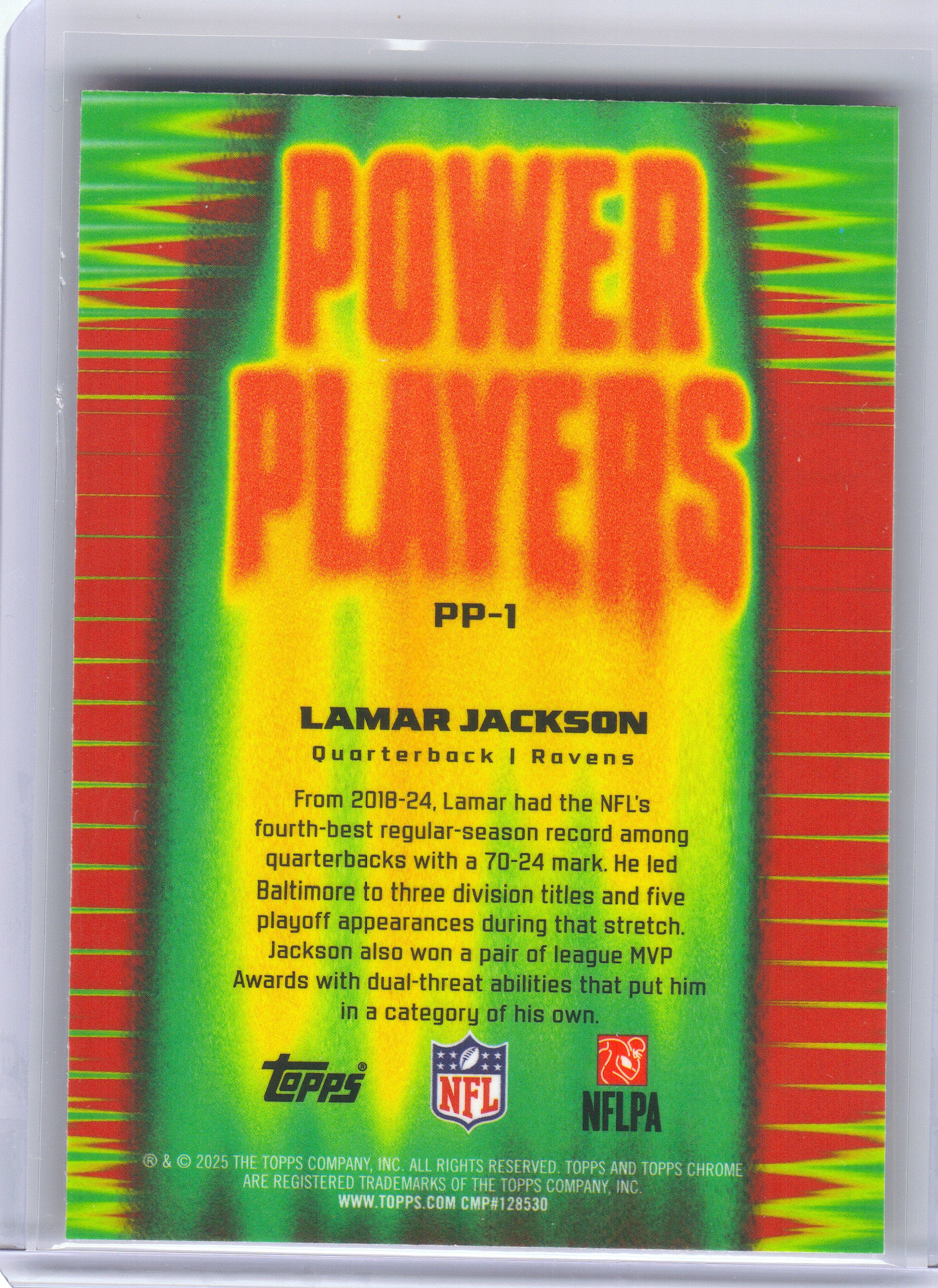 2025 Topps Chrome #PP-1 Lamar Jackson Power Players X-Fractor Baltimore Ravens