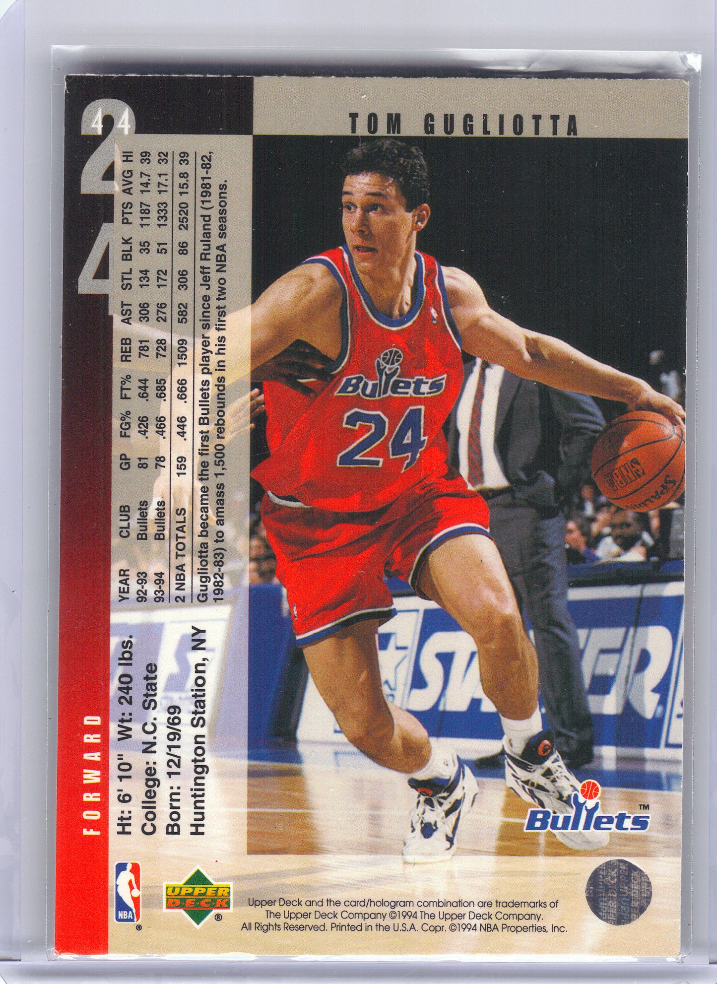 1994-95 Upper Deck #44 Tom Gugliotta Washington Bullets