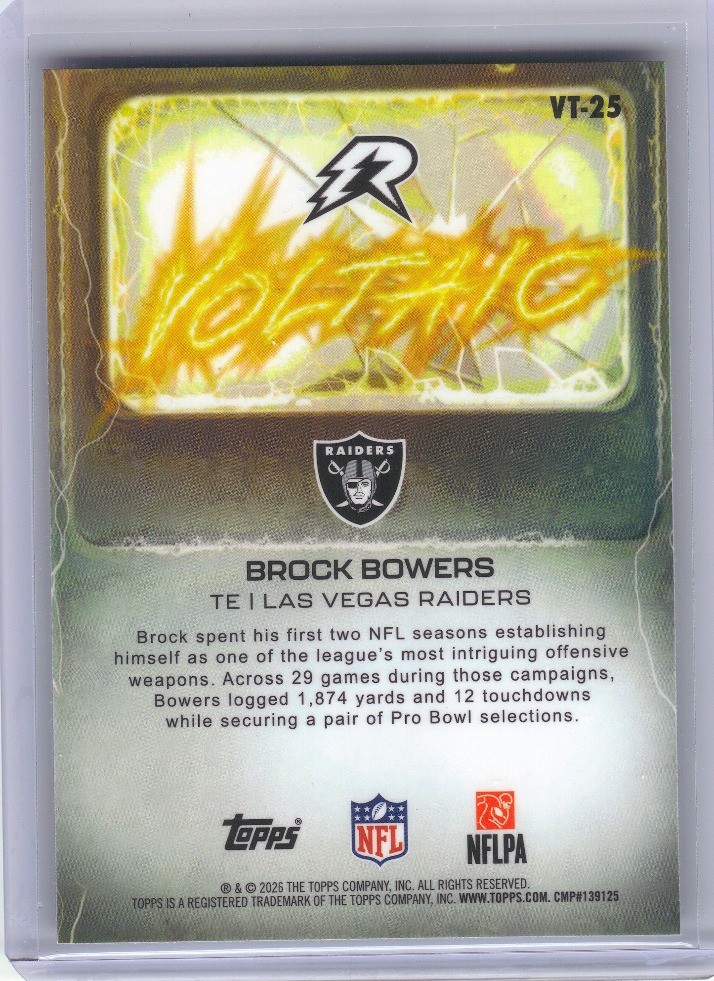2025 Topps Resurgence #VT-25 Brock Bowers Voltaic Las Vegas Raiders