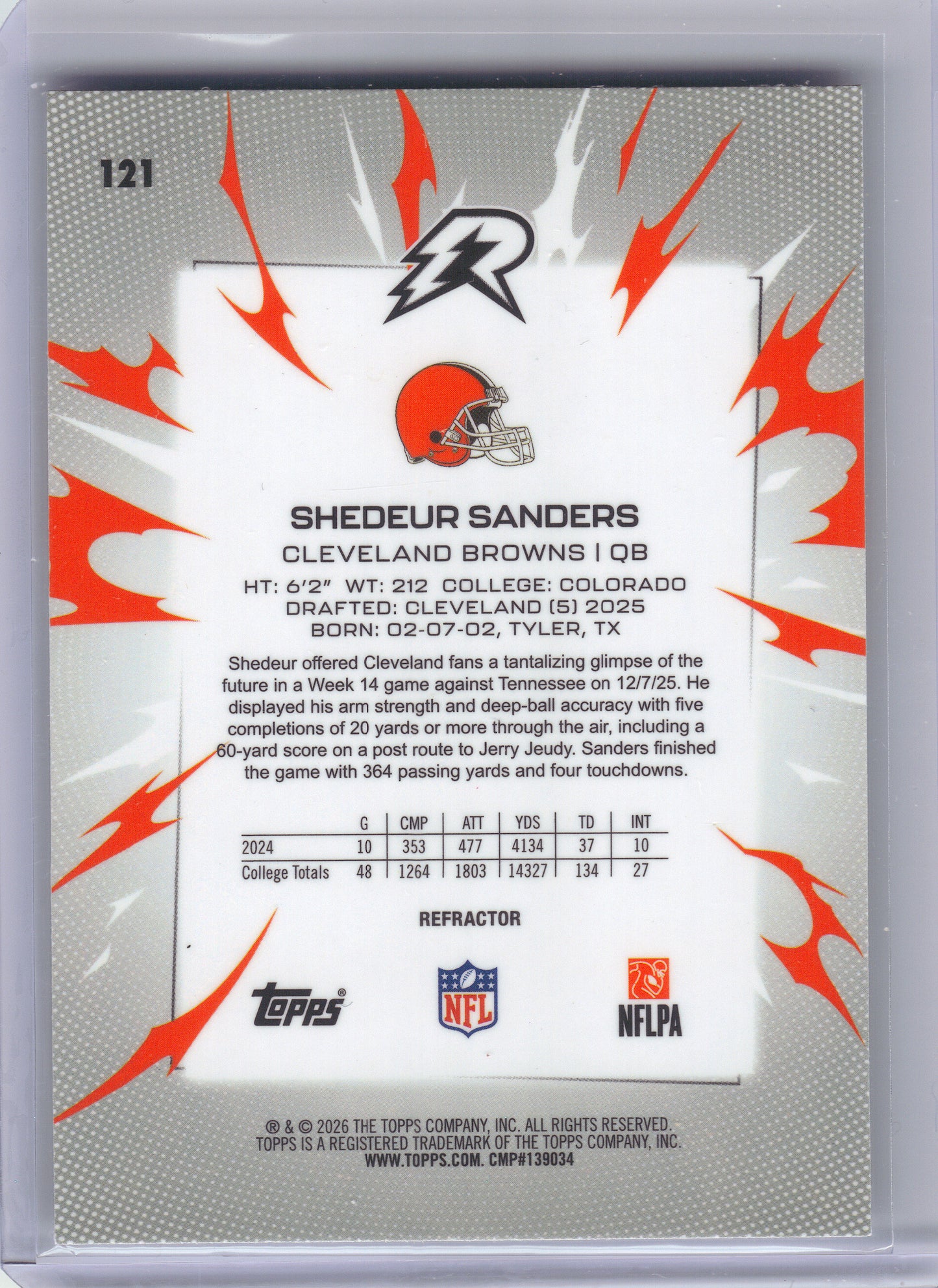 2025 Topps Resurgence #121 Shedeur Sanders Refractor Cleveland Browns Rookie