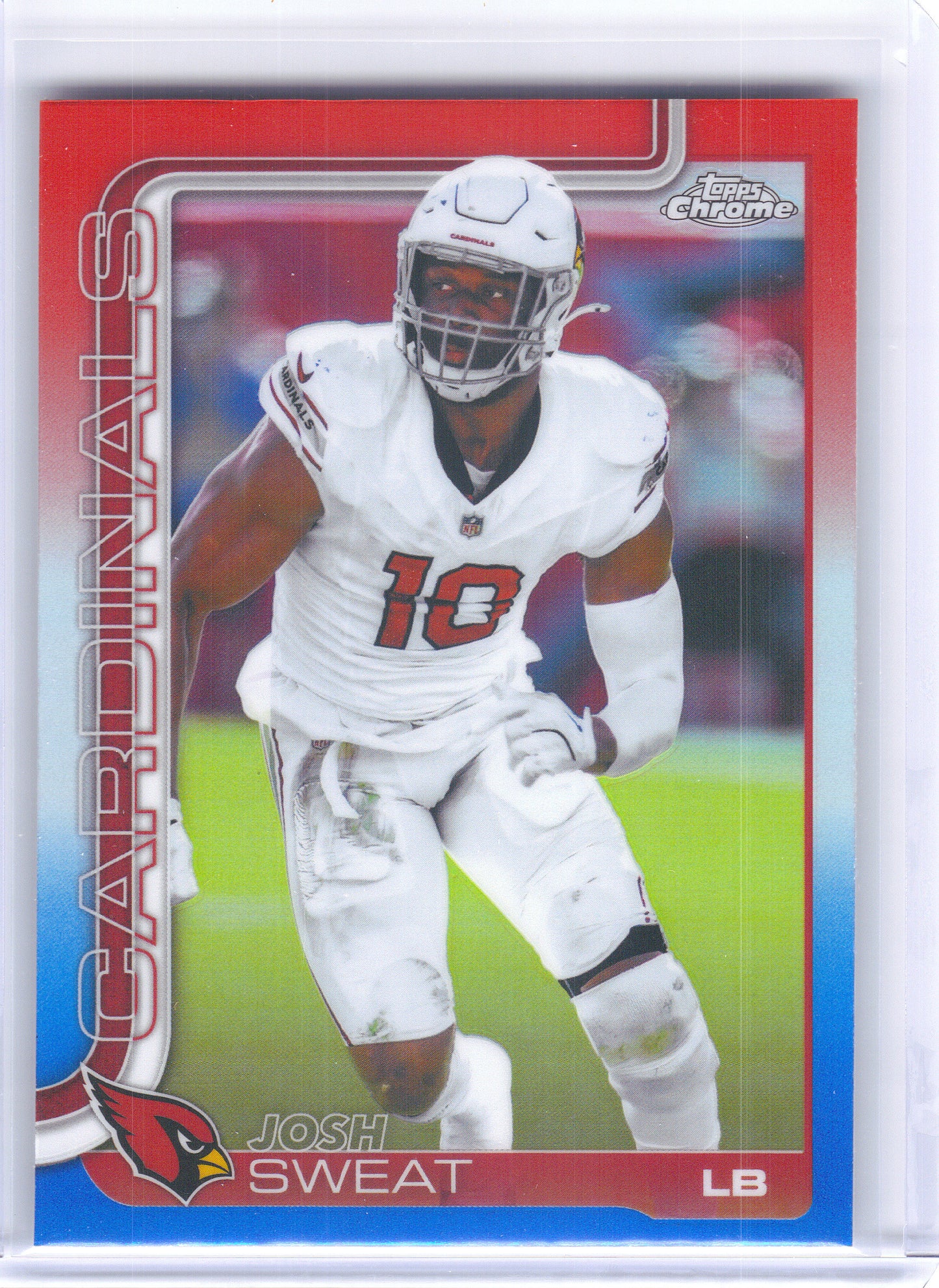 2025 Topps Chrome #10 Josh Sweat Red White and Blue Refractor Arizona Cardinals