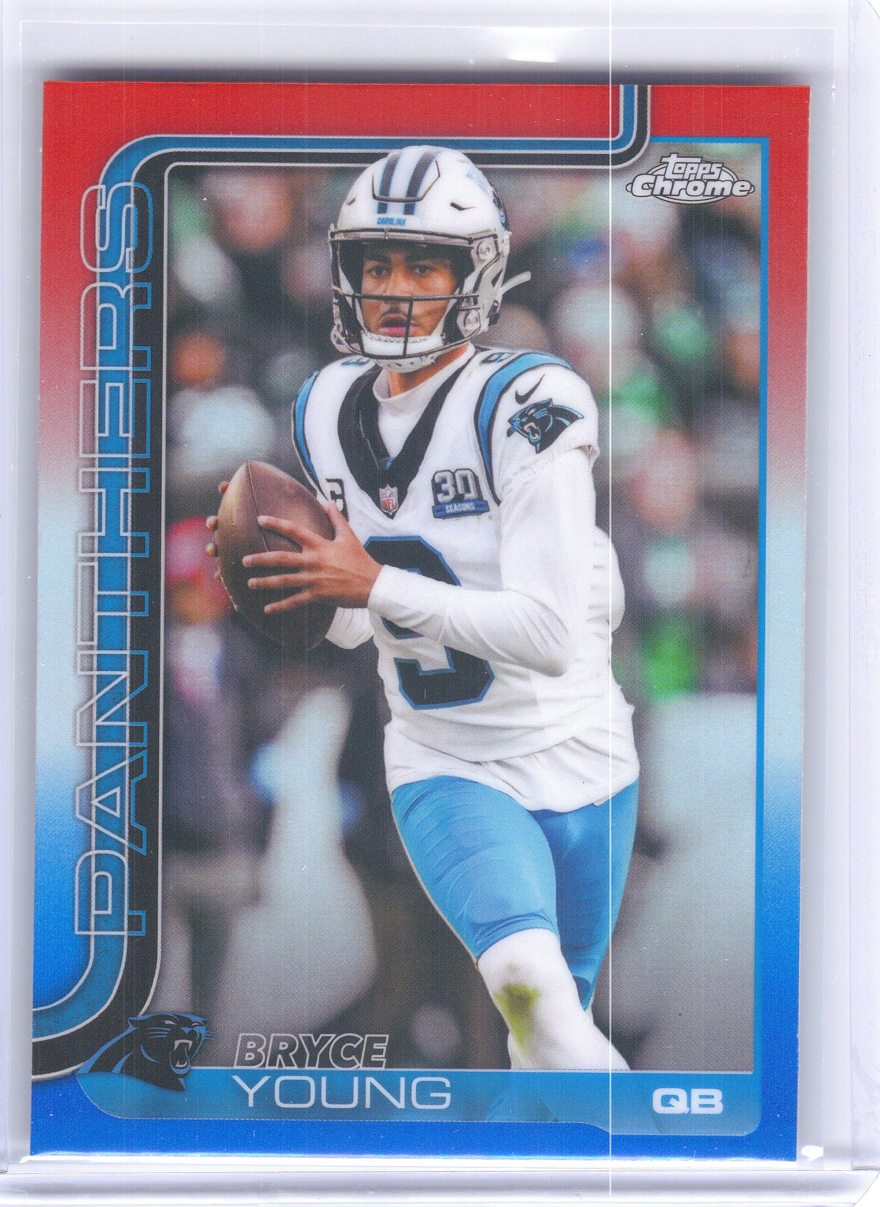 2025 Topps Chrome #40 Bryce Young Red White and Blue Refractor Carolina Panthers