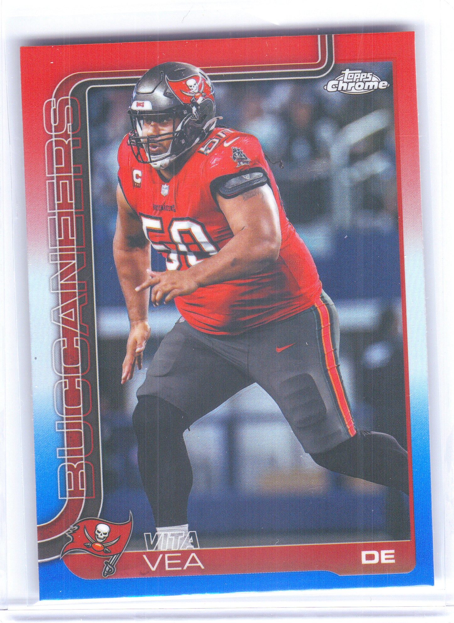 2025 Topps Chrome #286 Vita Vea Red White and Blue Refractor Tampa Bay Buccaneers