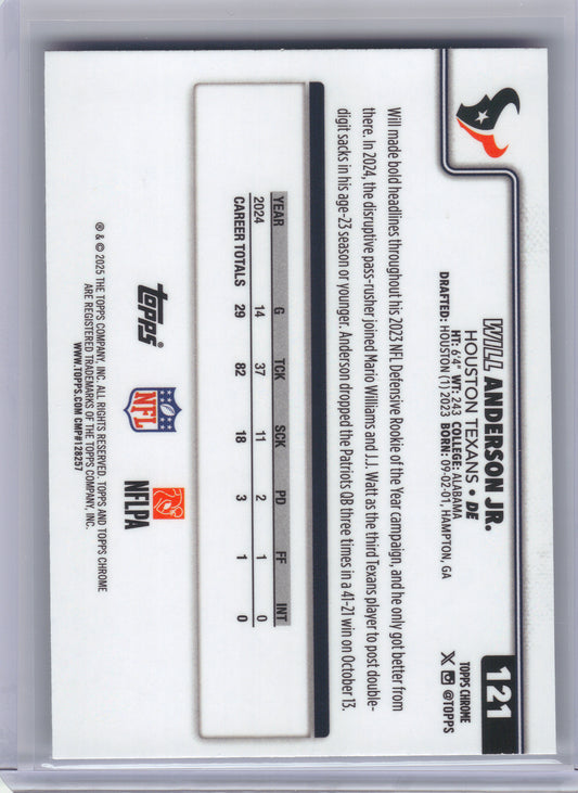 2025 Topps Chrome #121 Will Anderson Jr. Ray Wave Refractor Houston Texans