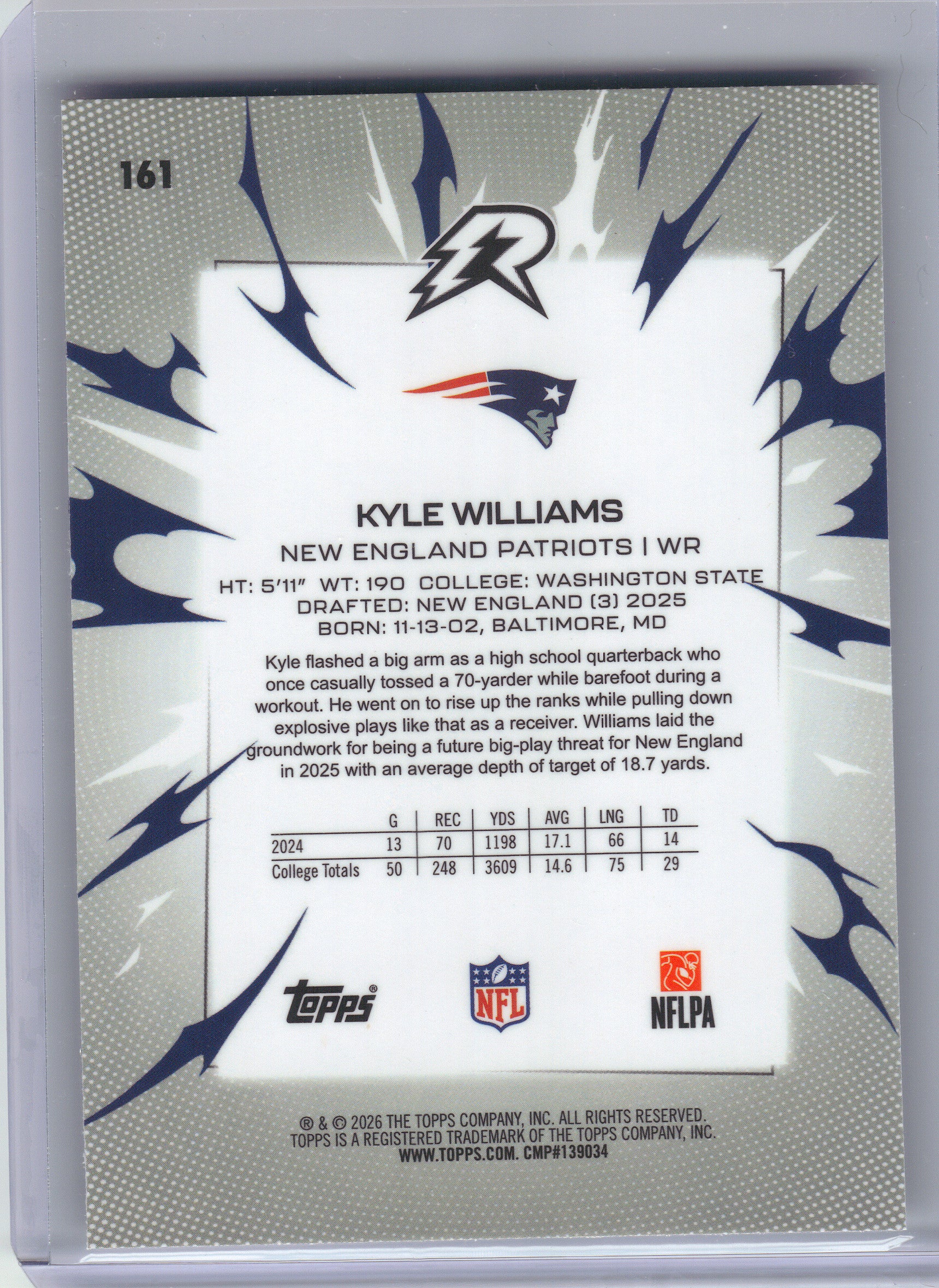 2025 Topps Resurgence #161 Kyle Williams New England Patriots RC