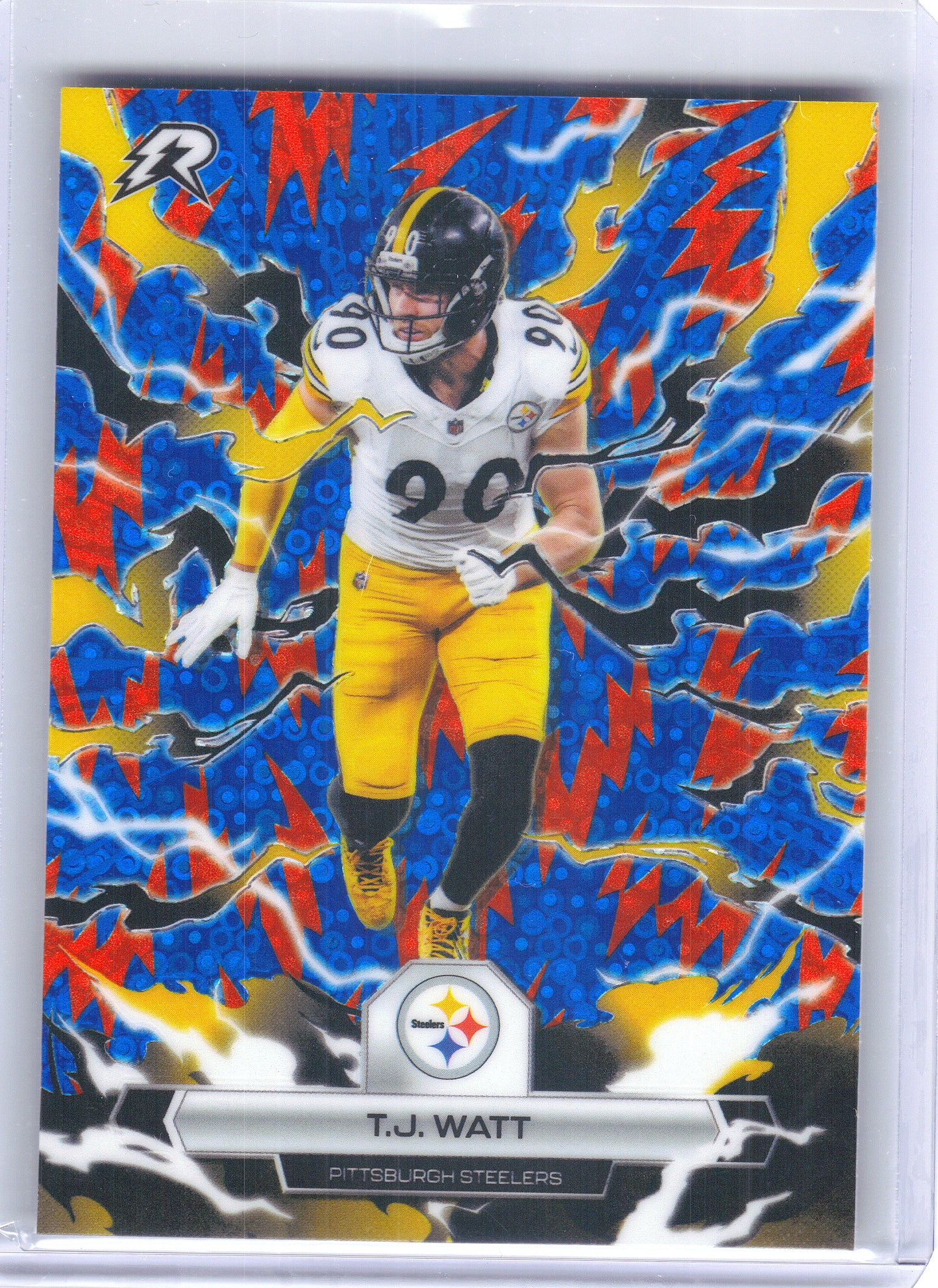 2025 Topps Resurgence #85 T.J. Watt Blue & Orange Spark Refractor Pittsburgh Steelers