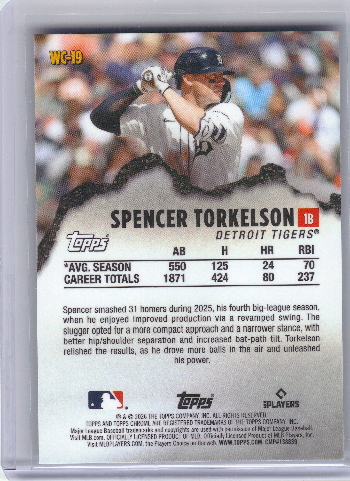 2026 Topps Chrome #WC-19 Spencer Torkelson Wrecking Crew Detroit Tigers