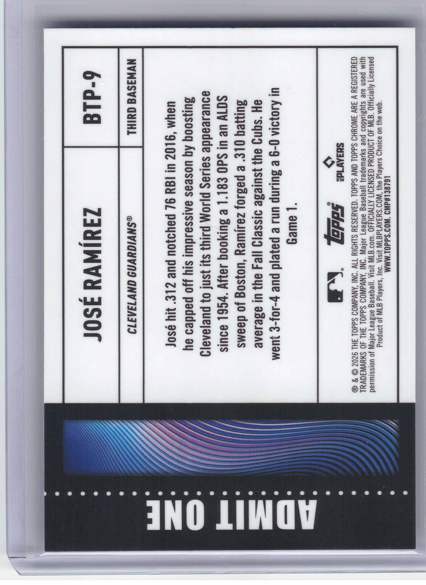 2026 Topps Chrome #BTP-9 José Ramírez Big Ticket Players Cleveland Guardians