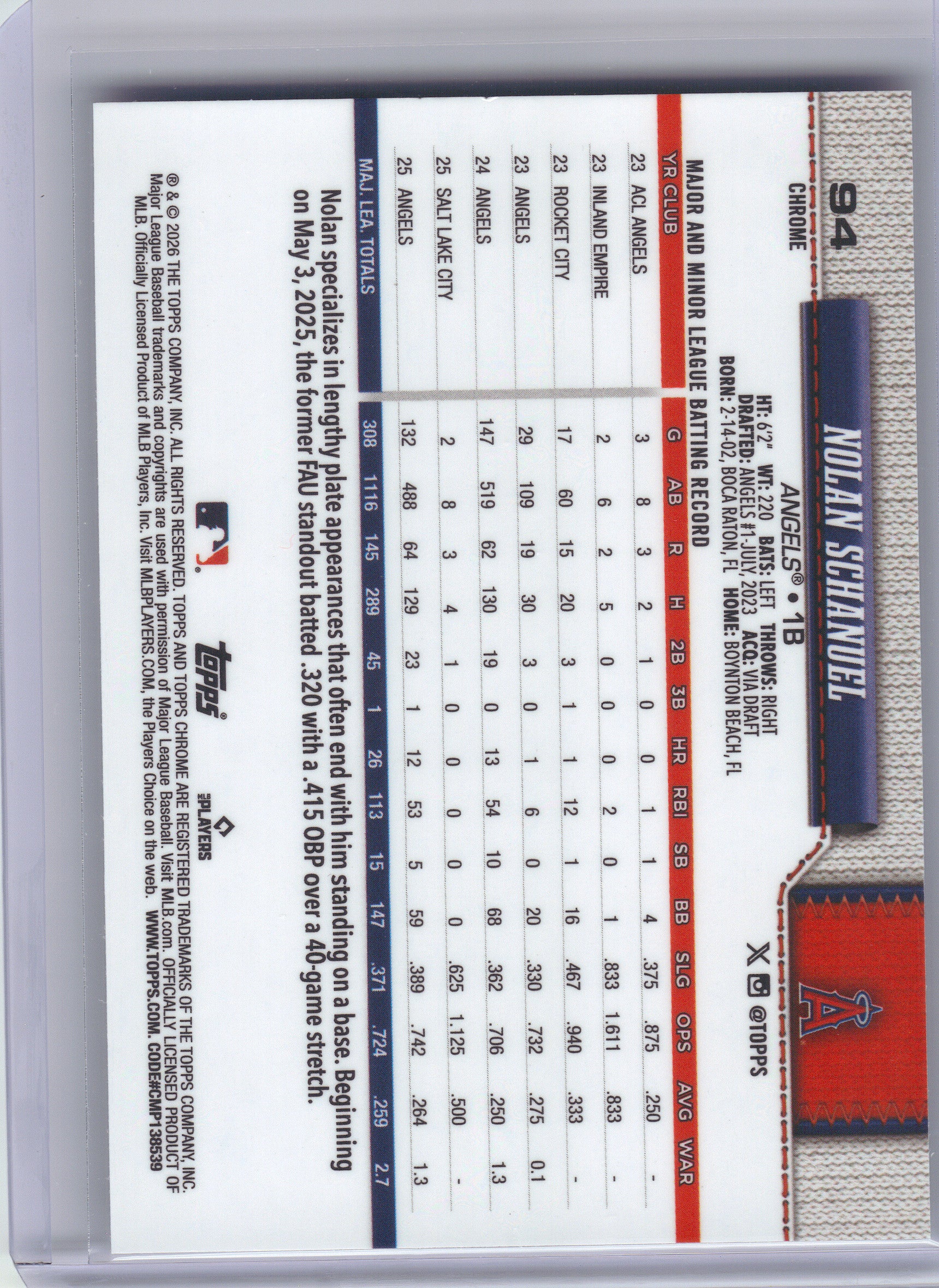 2026 Topps Chrome #94 Nolan Schanuel X-Fractors Los Angeles Angels