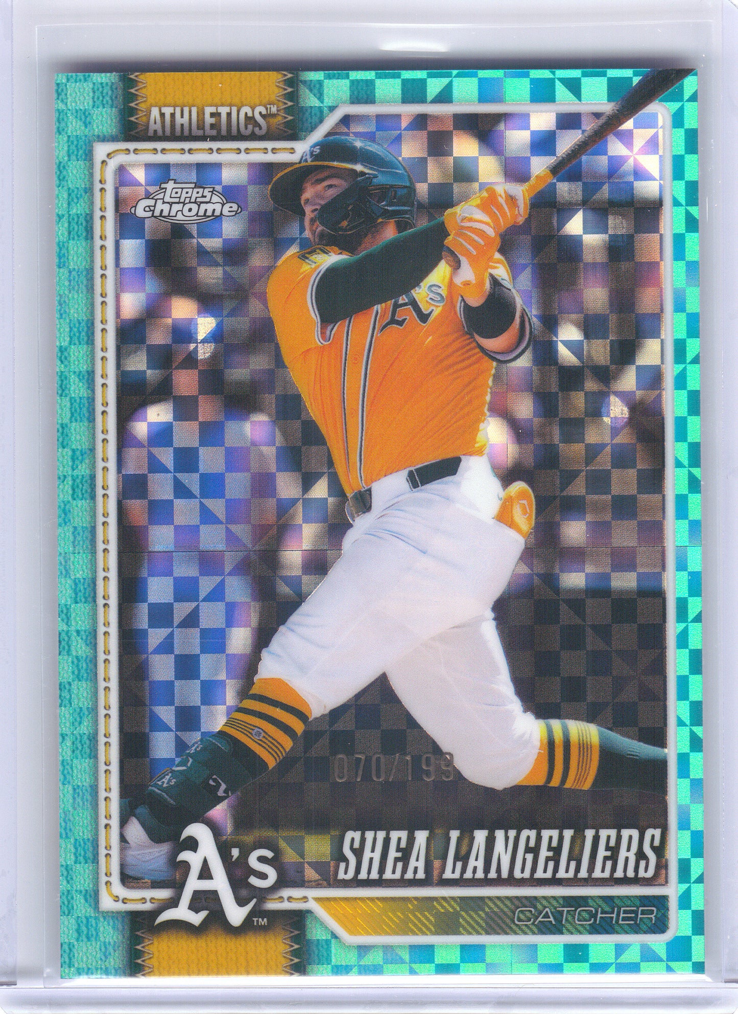 2026 Topps Chrome #273 Shea Langeliers Aqua X-Fractors #/199 Athletics SN
