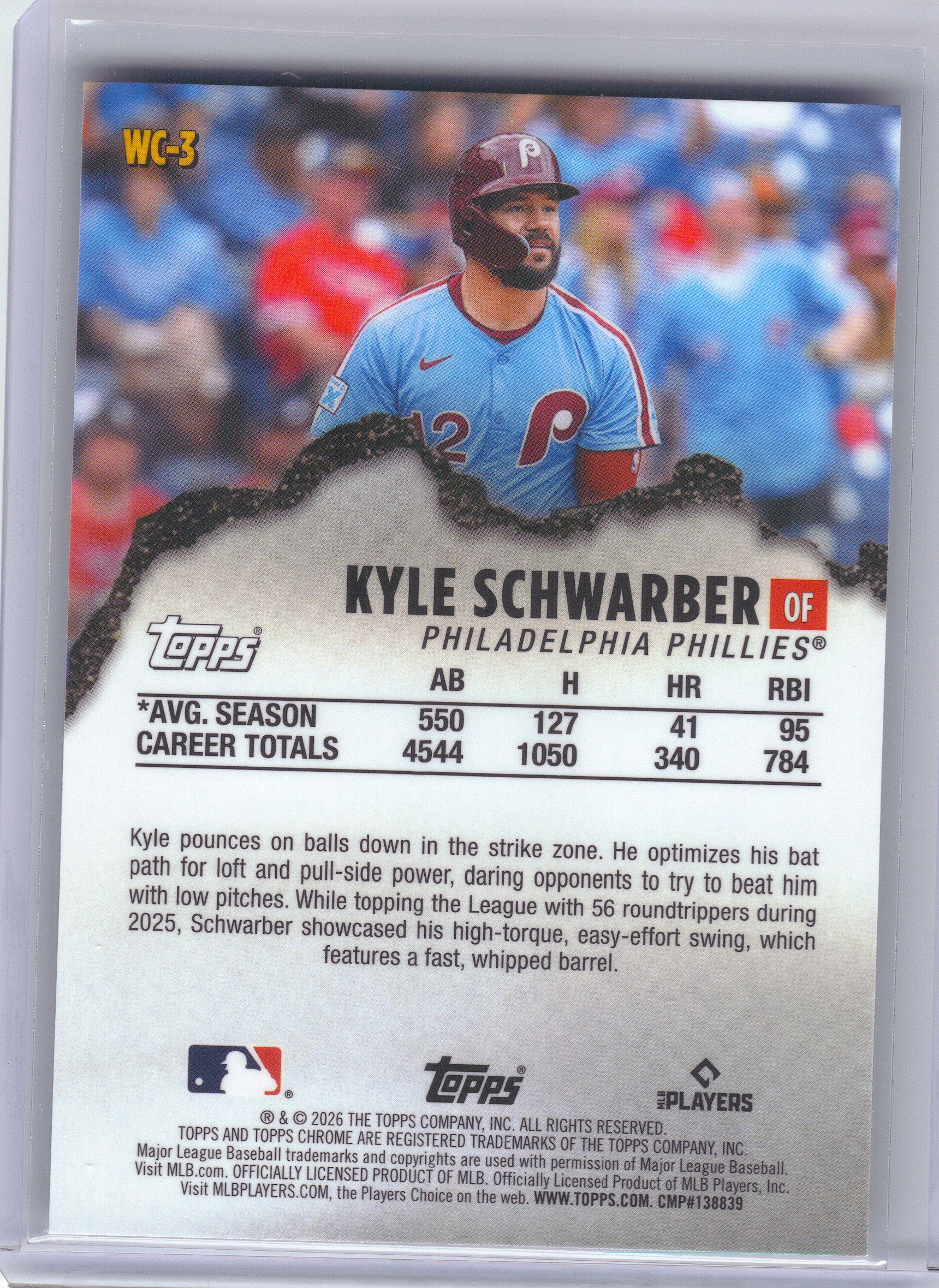2026 Topps Chrome #WC-3 Kyle Schwarber Wrecking Crew Philadelphia Phillies