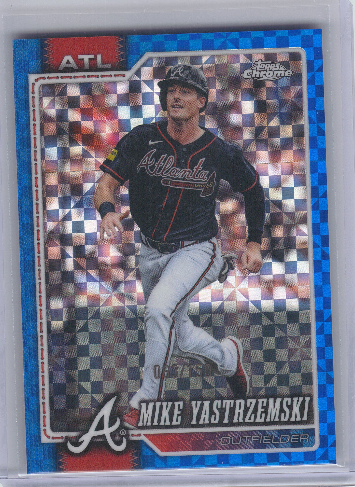 2026 Topps Chrome #178 Mike Yastrzemski Blue X-Fractors #/150 Atlanta Braves SN