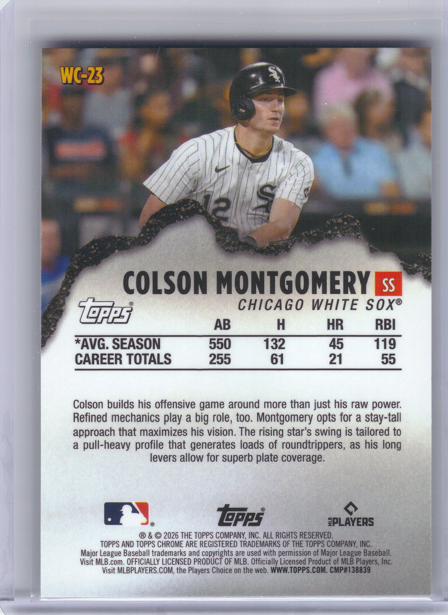 2026 Topps Chrome #WC-23 Colson Montgomery Wrecking Crew Chicago White Sox