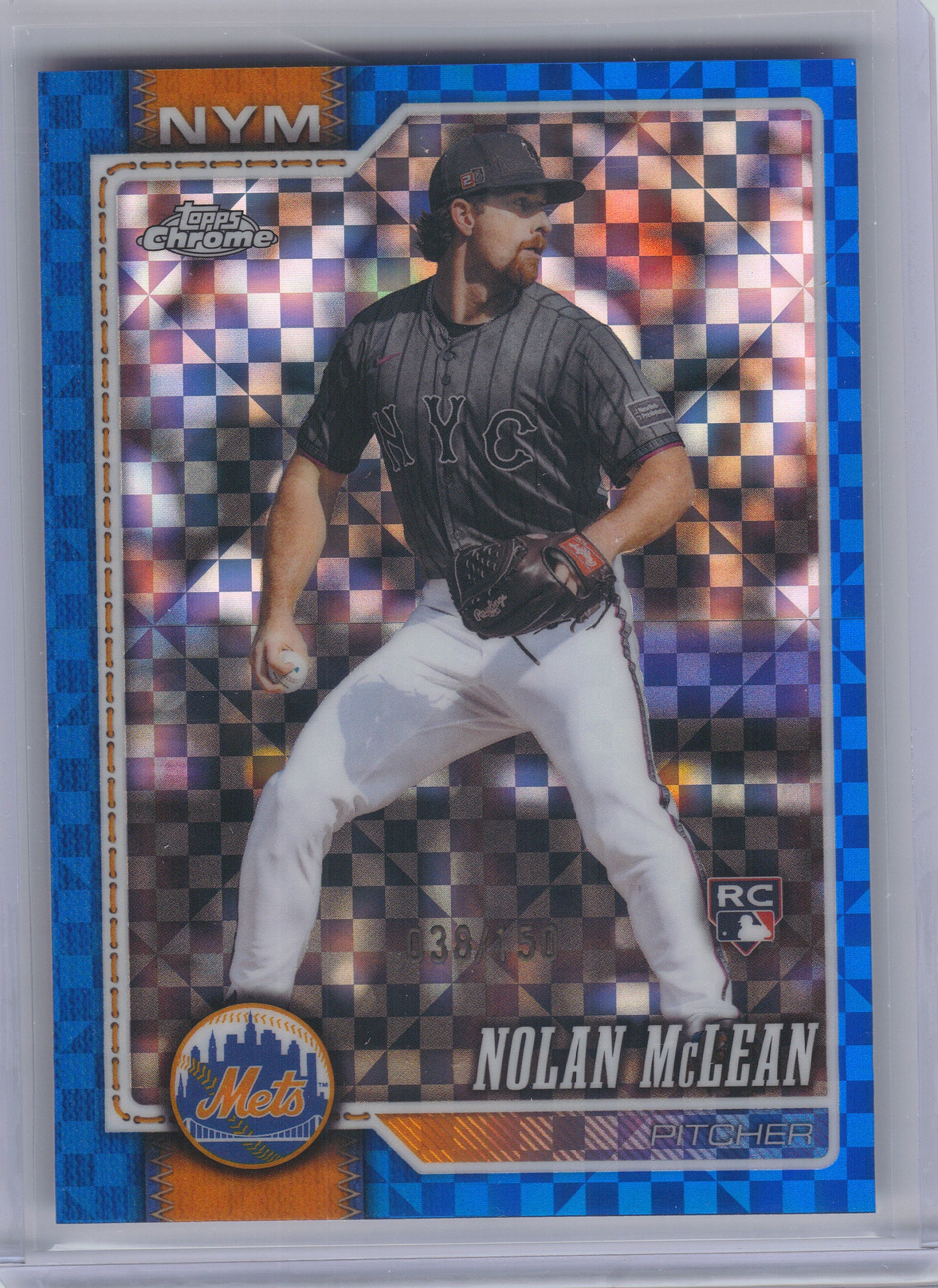 2026 Topps Chrome #236 Nolan McLean Blue X-Fractors #/150 New York Mets SN, RC