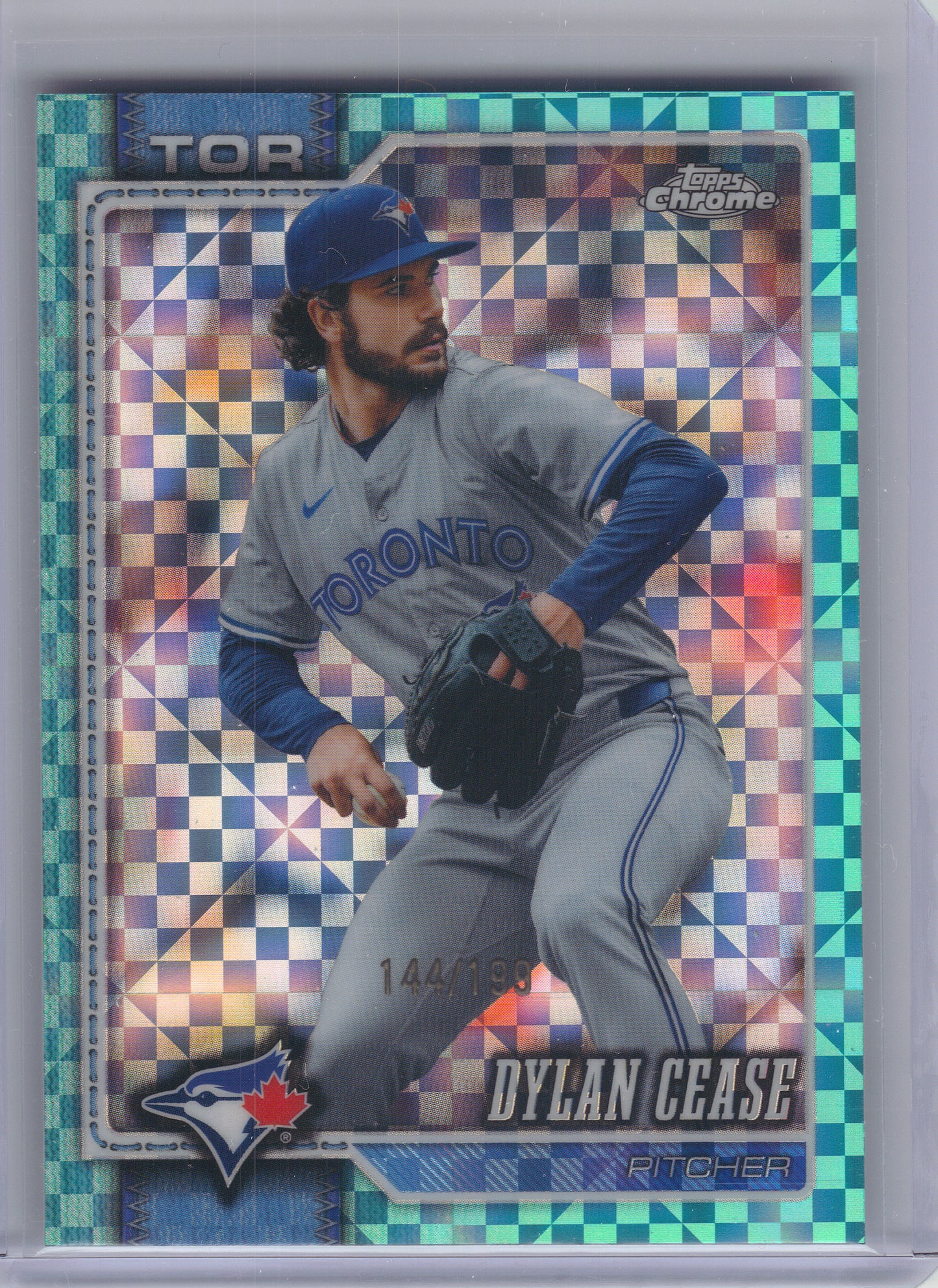 2026 Topps Chrome #208 Dylan Cease Aqua X-Fractors #/199 Toronto Blue Jays SN
