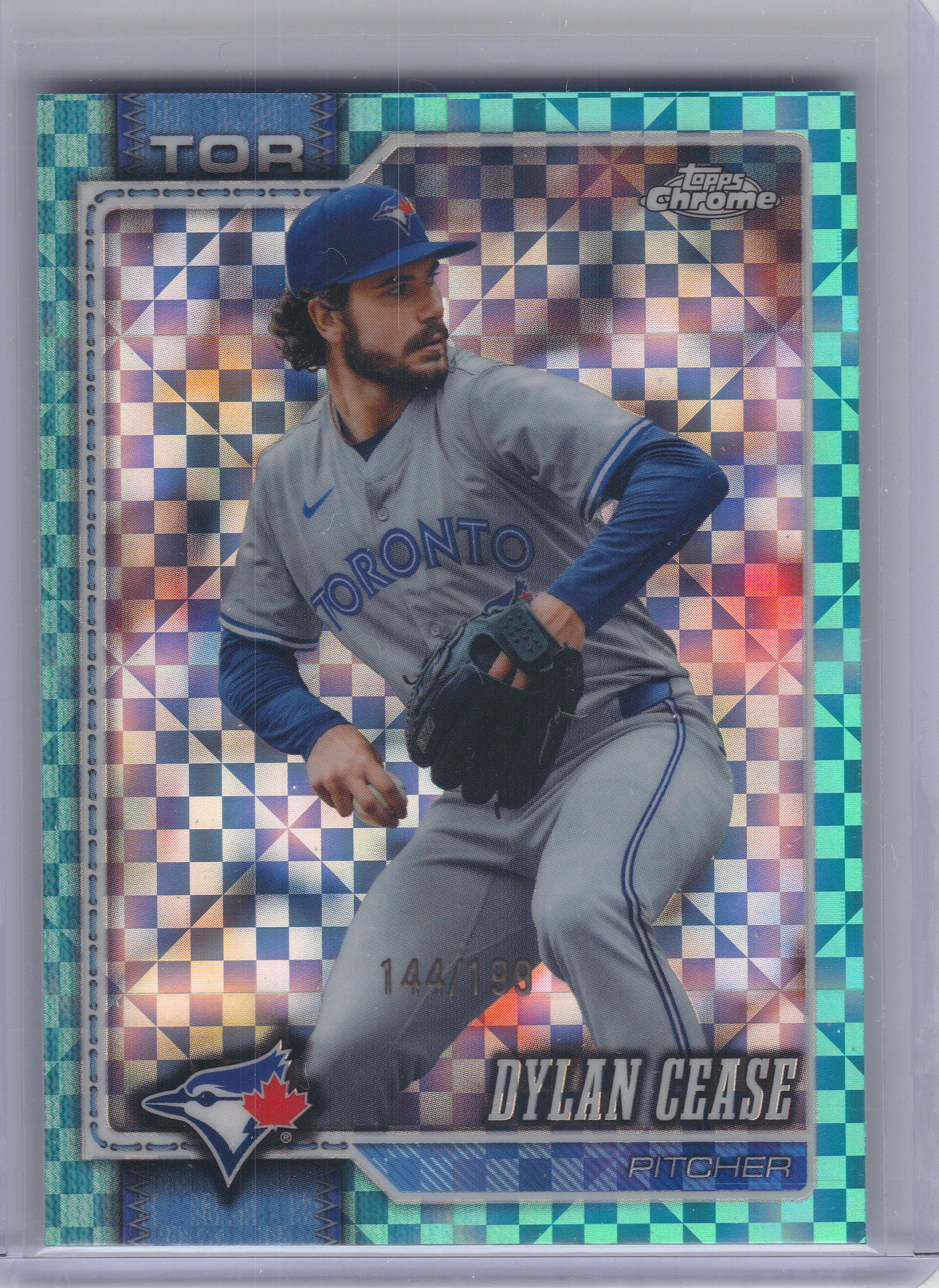 2026 Topps Chrome #208 Dylan Cease Aqua X-Fractors #/199 Toronto Blue Jays SN