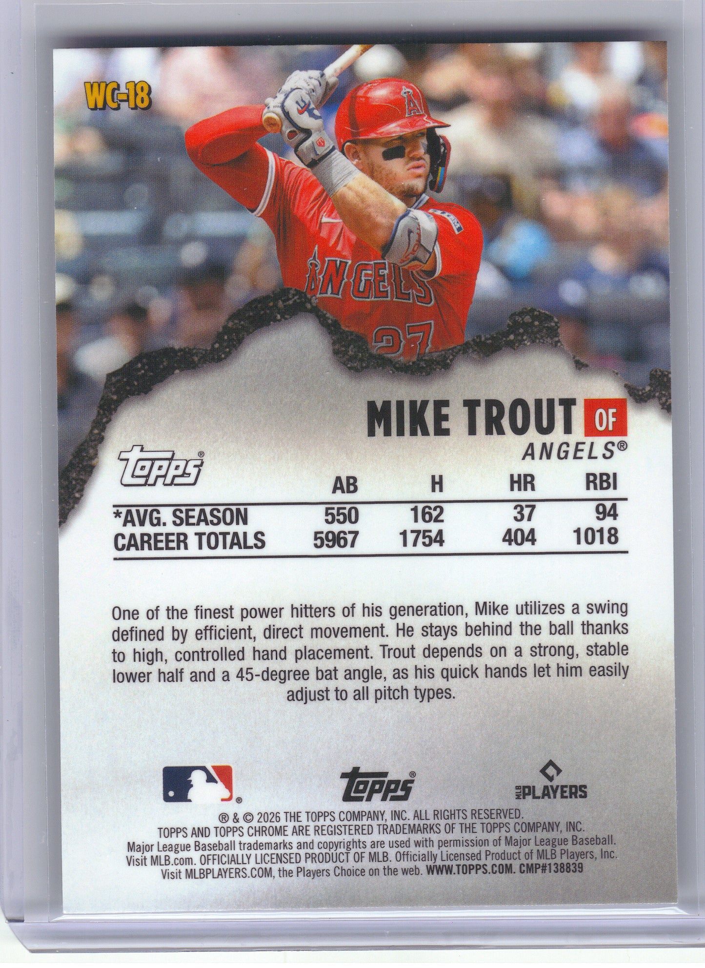 2026 Topps Chrome #WC-18 Mike Trout Wrecking Crew Los Angeles Angels