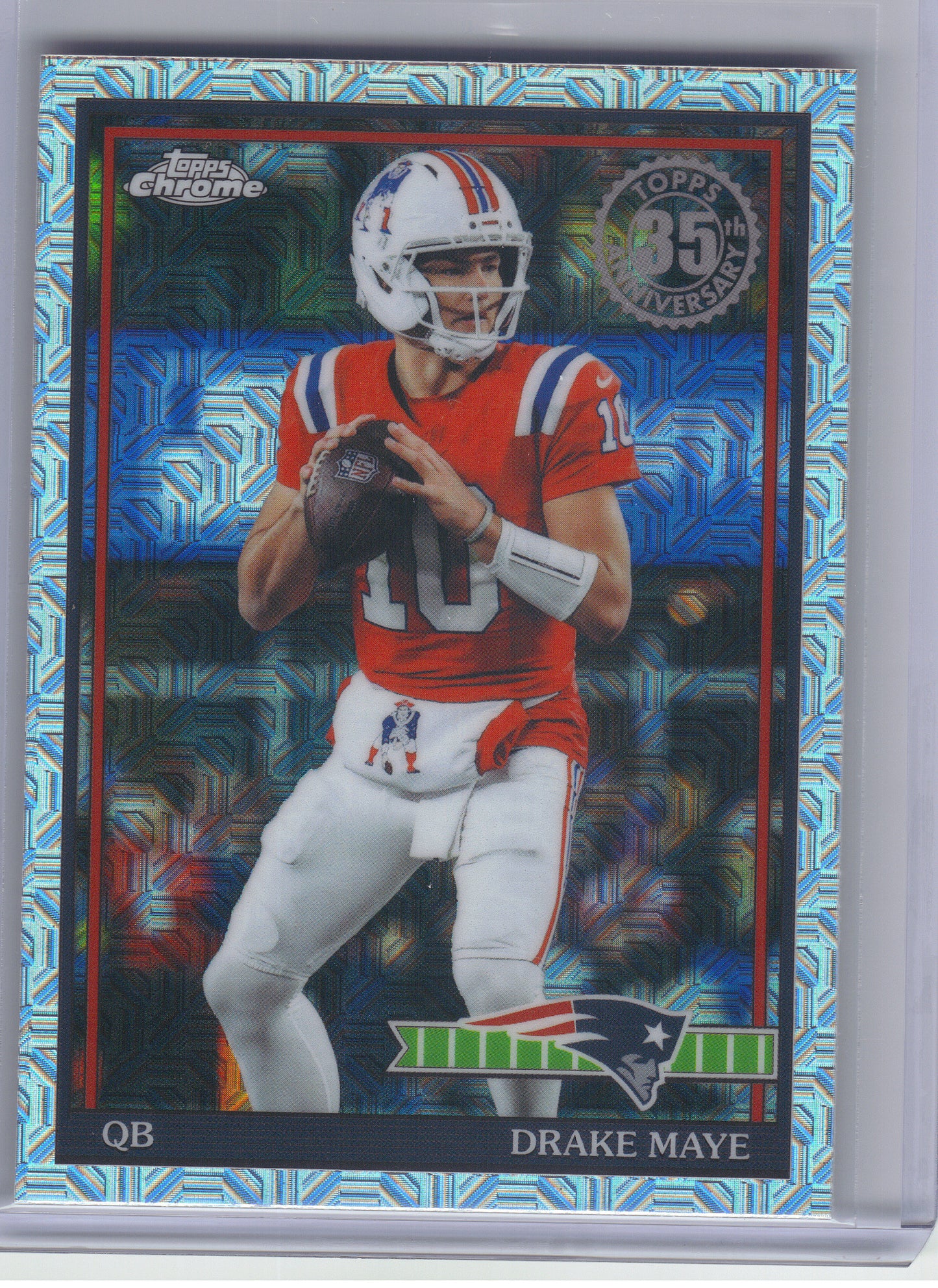 2026 Topps Flagship #91TC-46 Drake Maye 1991 Topps Flagship Football Chrome Mojo Chrome New England Patriots