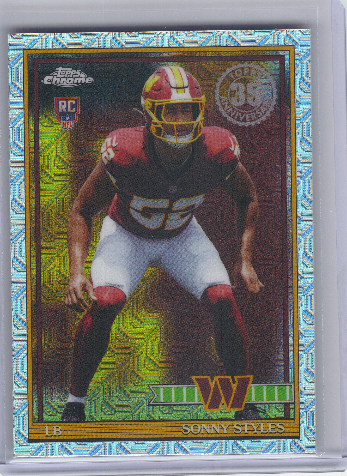 2026 Topps Flagship #91TRC-47 Sonny Styles 1991 Topps Flagship Football Rookies Chrome Mojo Chrome Washington Commanders