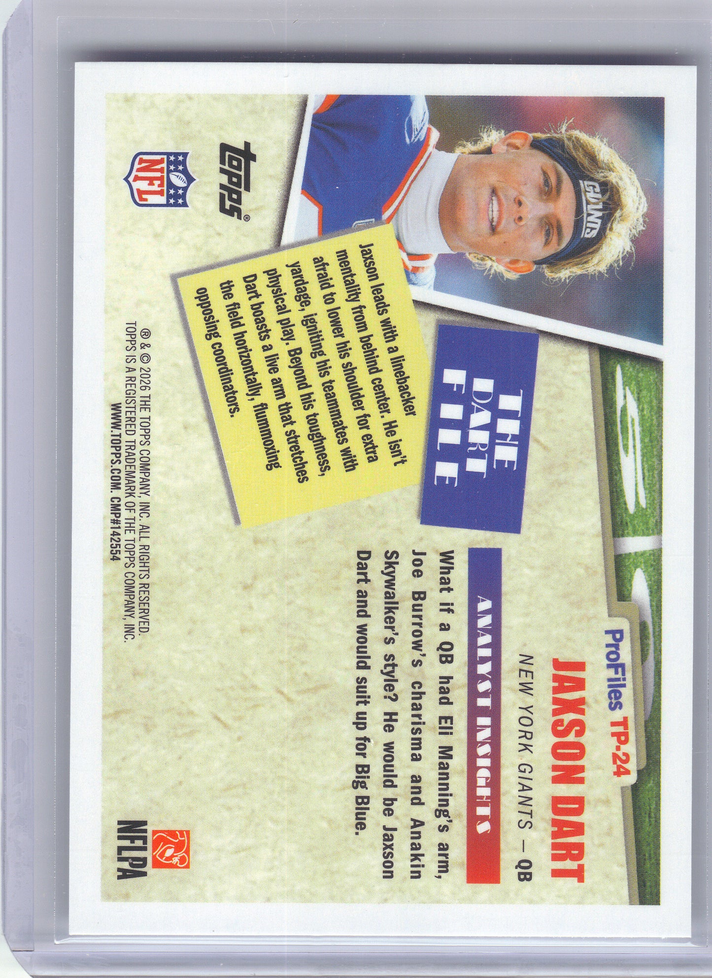 2026 Topps Flagship #TP-24 Jaxson Dart Topps Flagship Profiles New York Giants