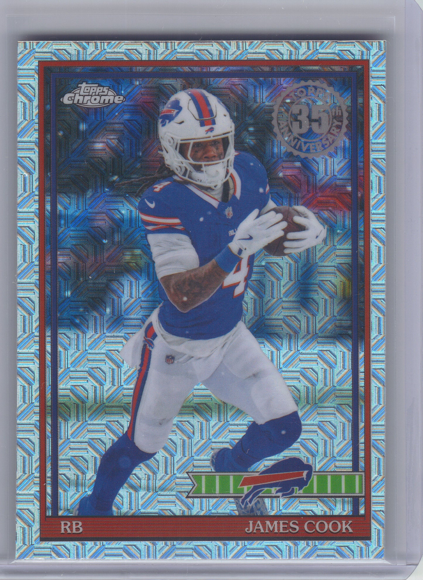 2026 Topps Flagship #91TC-12 James Cook 1991 Topps Flagship Football Chrome Mojo Chrome Buffalo Bills