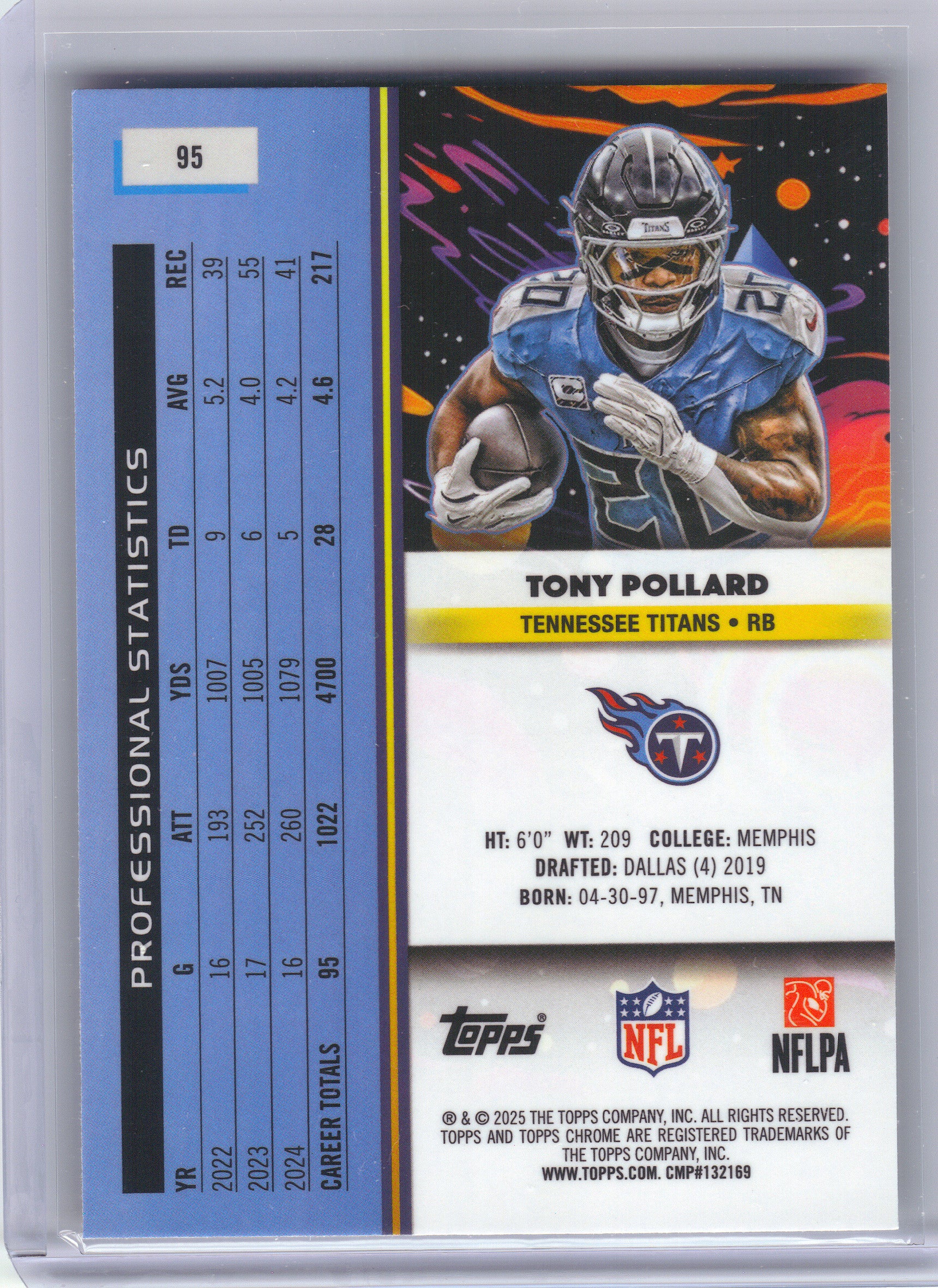2025 Topps Chrome Cosmic #95 Tony Pollard Tennessee Titans