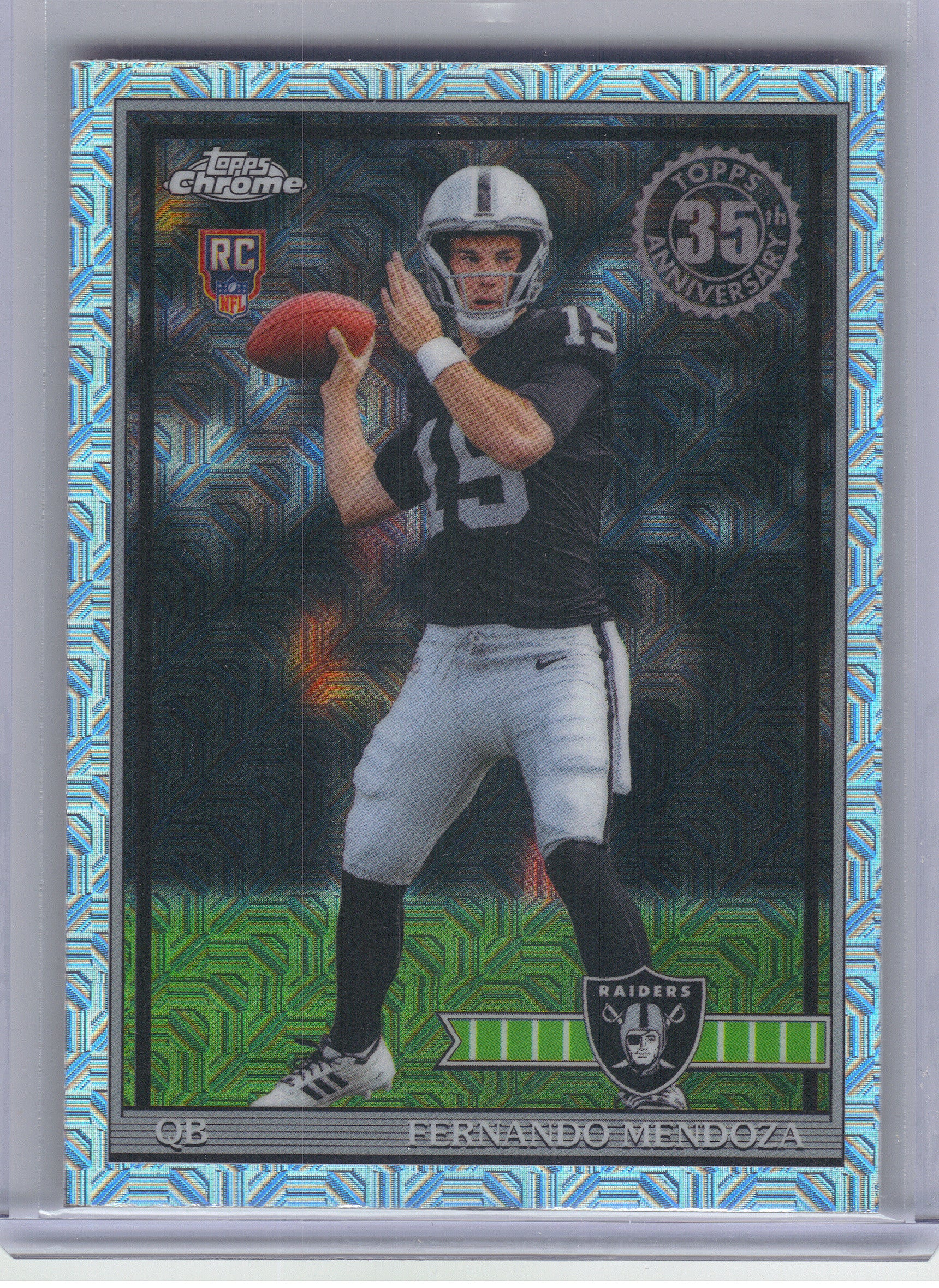 2026 Topps Flagship #91TRC-1 Fernando Mendoza 1991 Topps Flagship Football Rookies Chrome Las Vegas Raiders