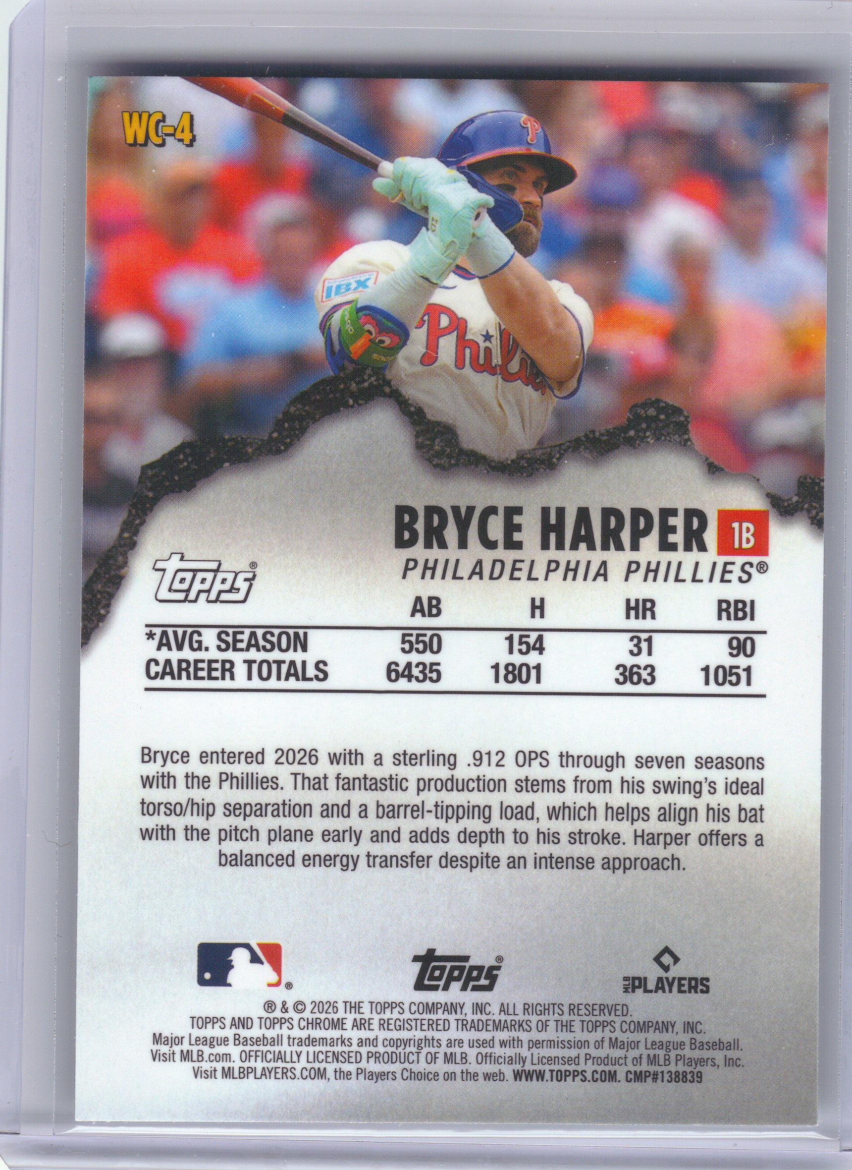 2026 Topps Chrome #WC-4 Bryce Harper Wrecking Crew Philadelphia Phillies