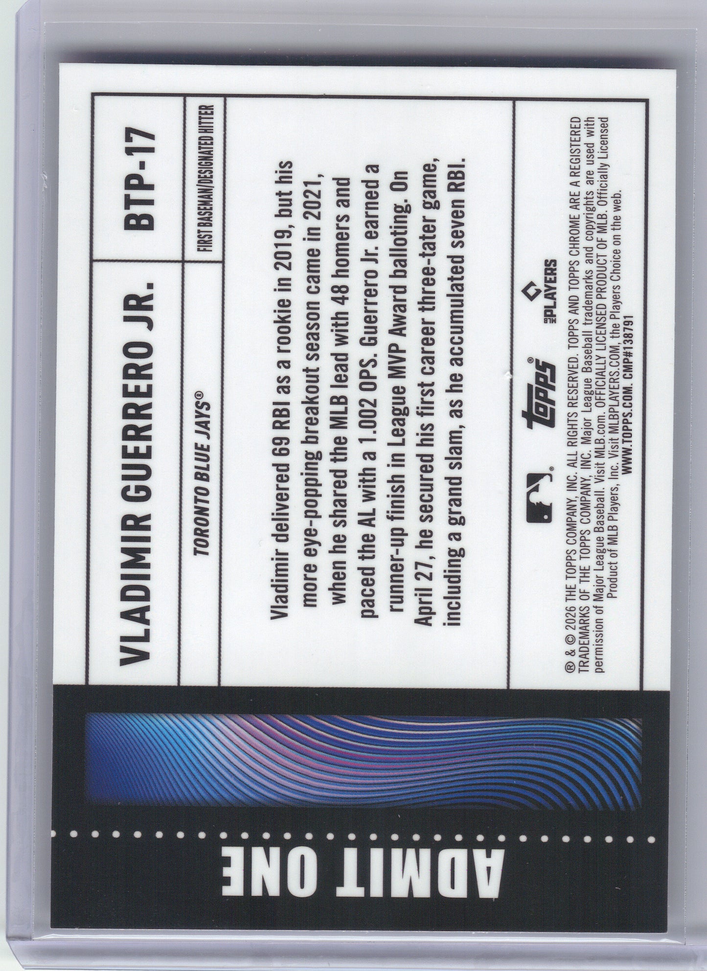 2026 Topps Chrome #BTP-17 Vladimir Guerrero Jr. Big Ticket Players Toronto Blue Jays