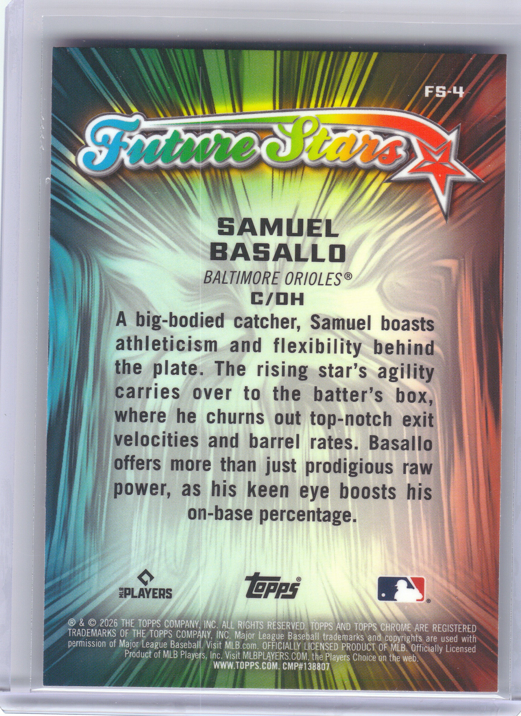 2026 Topps Chrome #FS-4 Samuel Basallo Future Stars Baltimore Orioles