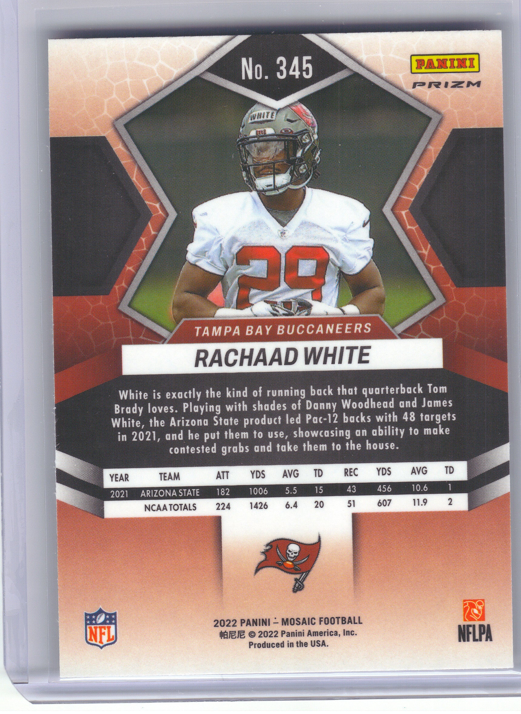 2022 Panini Mosaic #345 Rachaad White Mosaic Choice Red and Green Tampa Bay Buccaneers RC