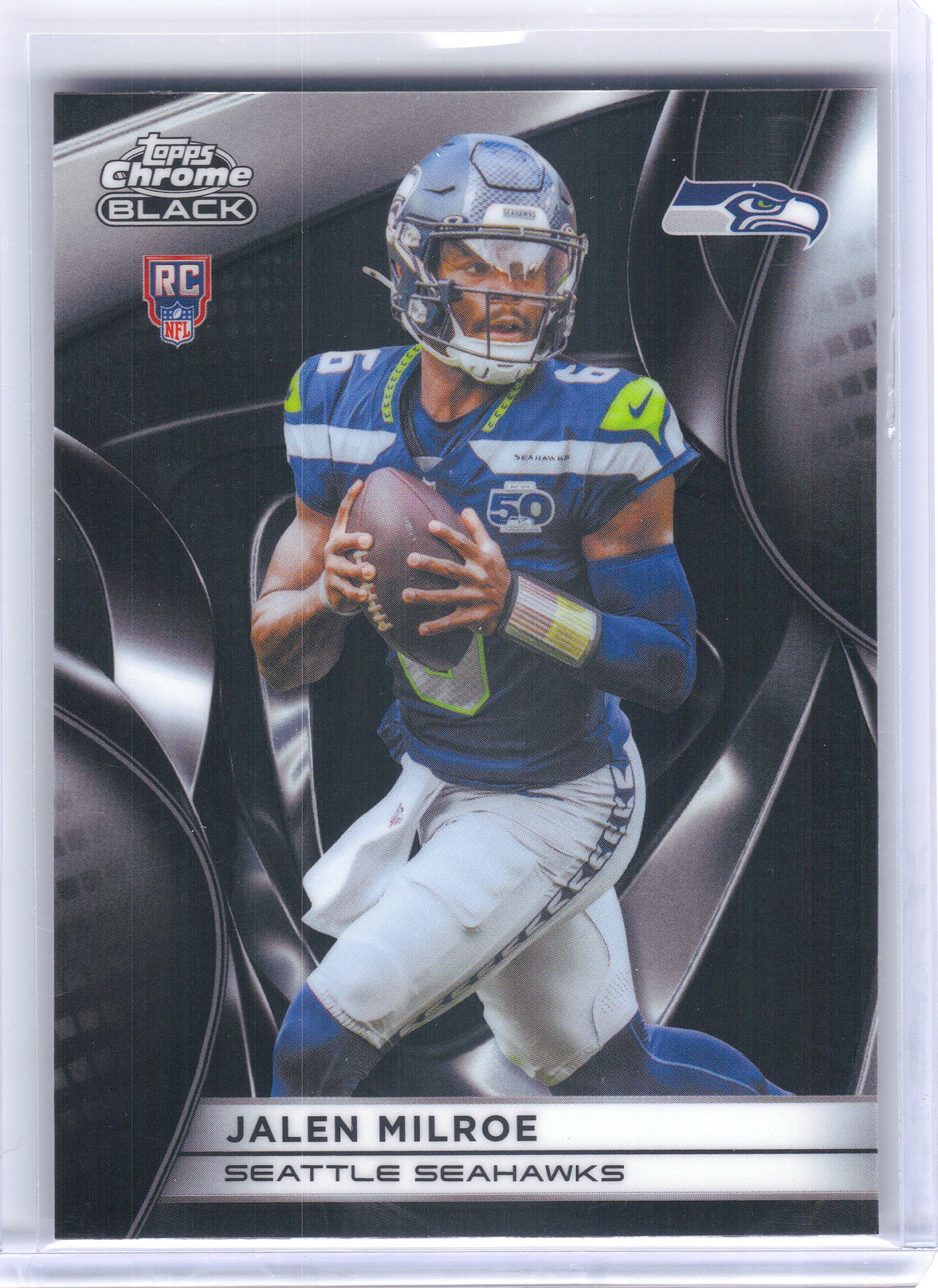 2025 Topps Chrome Black #145 Jalen Milroe Seattle Seahawks RC