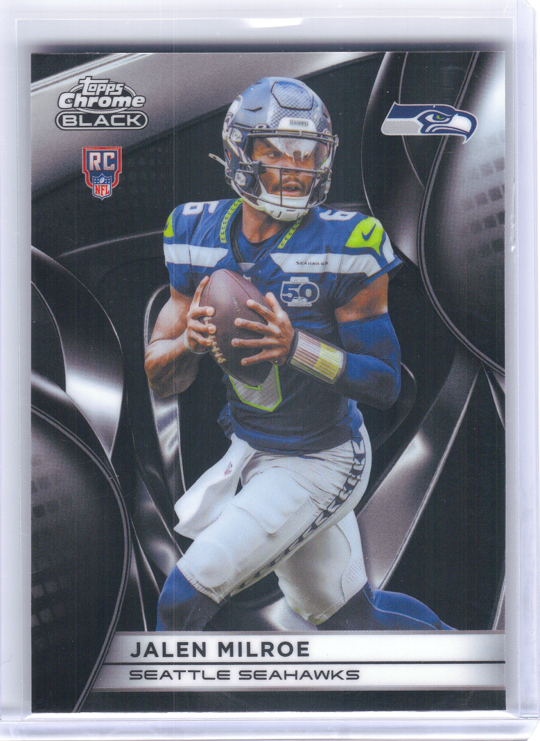 2025 Topps Chrome Black #145 Jalen Milroe Seattle Seahawks RC