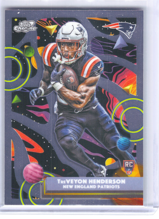 2025 Topps Chrome Cosmic #168 TreVeyon Henderson New England Patriots RC