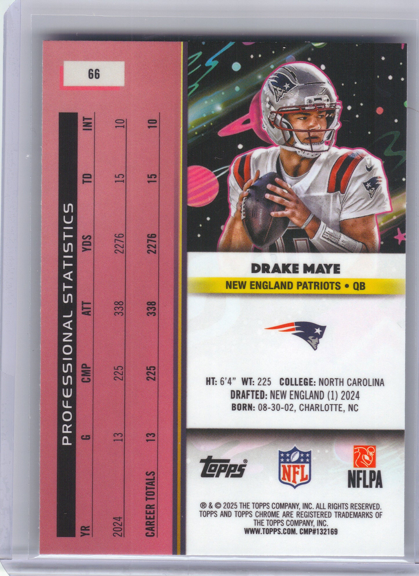 2025 Topps Chrome Cosmic #66 Drake Maye New England Patriots