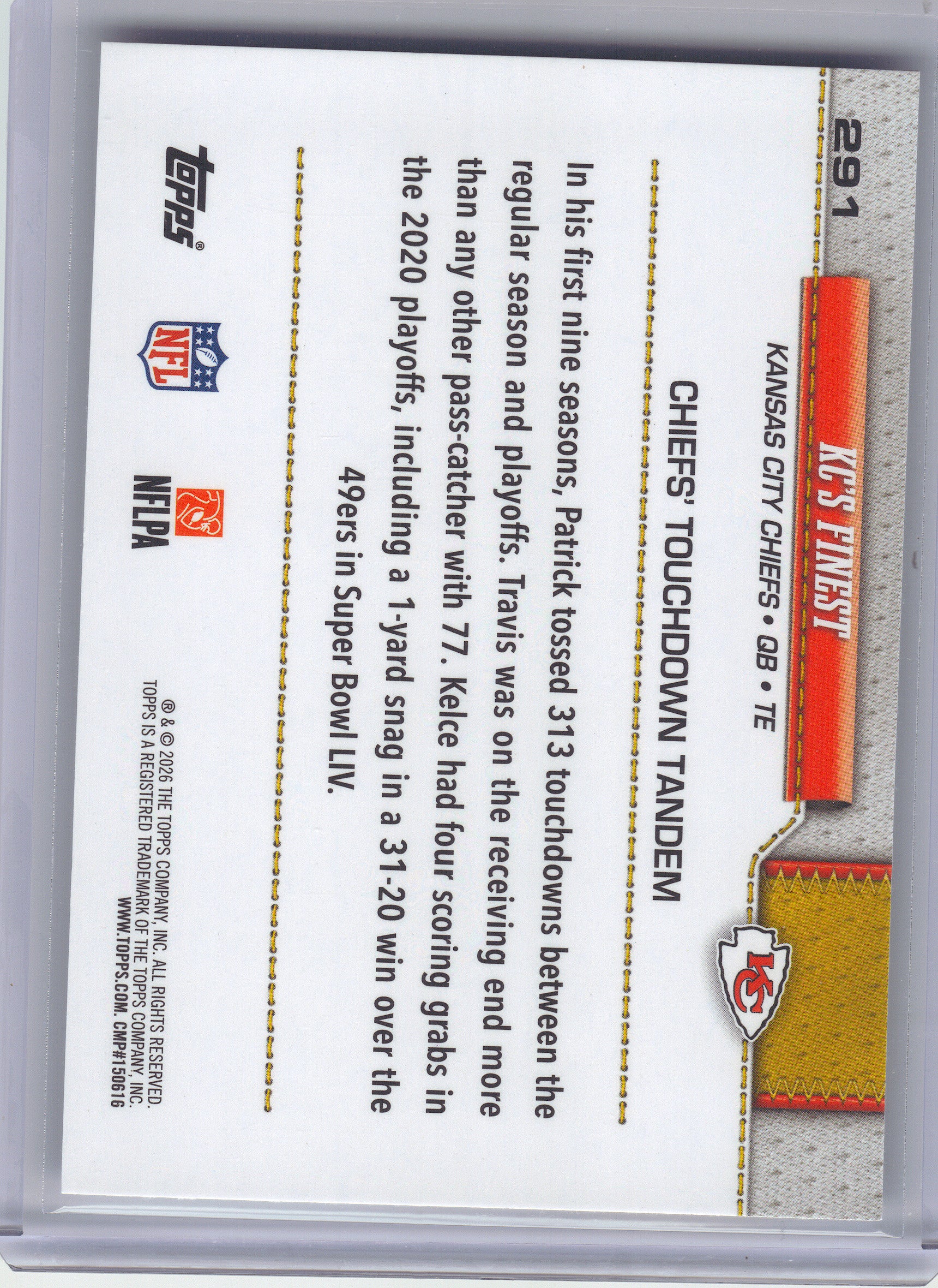 2026 Topps Flagship #291 KC's Finest Kansas City Chiefs