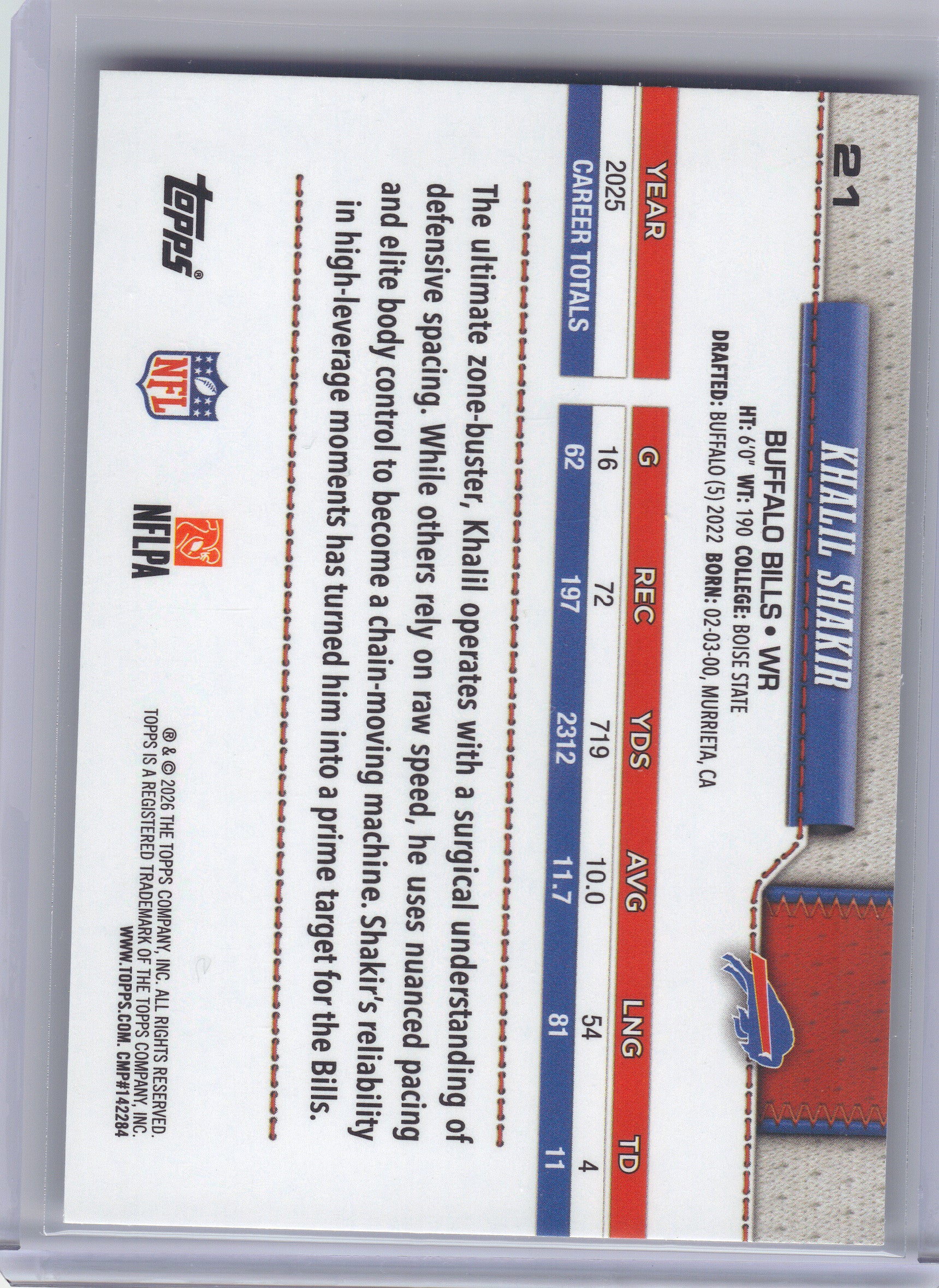 2026 Topps Flagship #21 Khalil Shakir Holo Foil Buffalo Bills