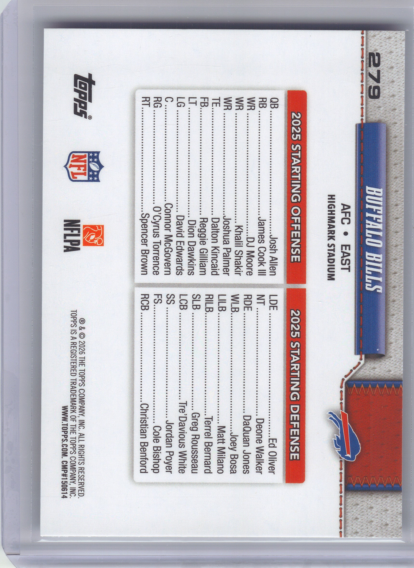 2026 Topps Flagship #279 Buffalo Bills Buffalo Bills