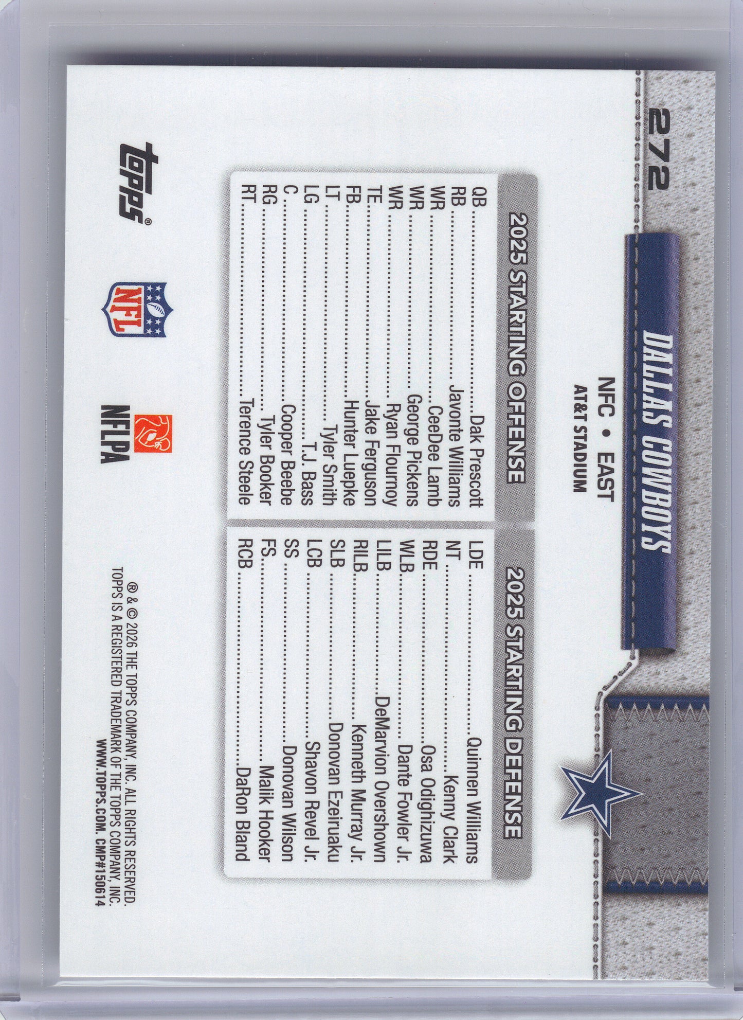 2026 Topps Flagship #272 Dallas Cowboys Dallas Cowboys