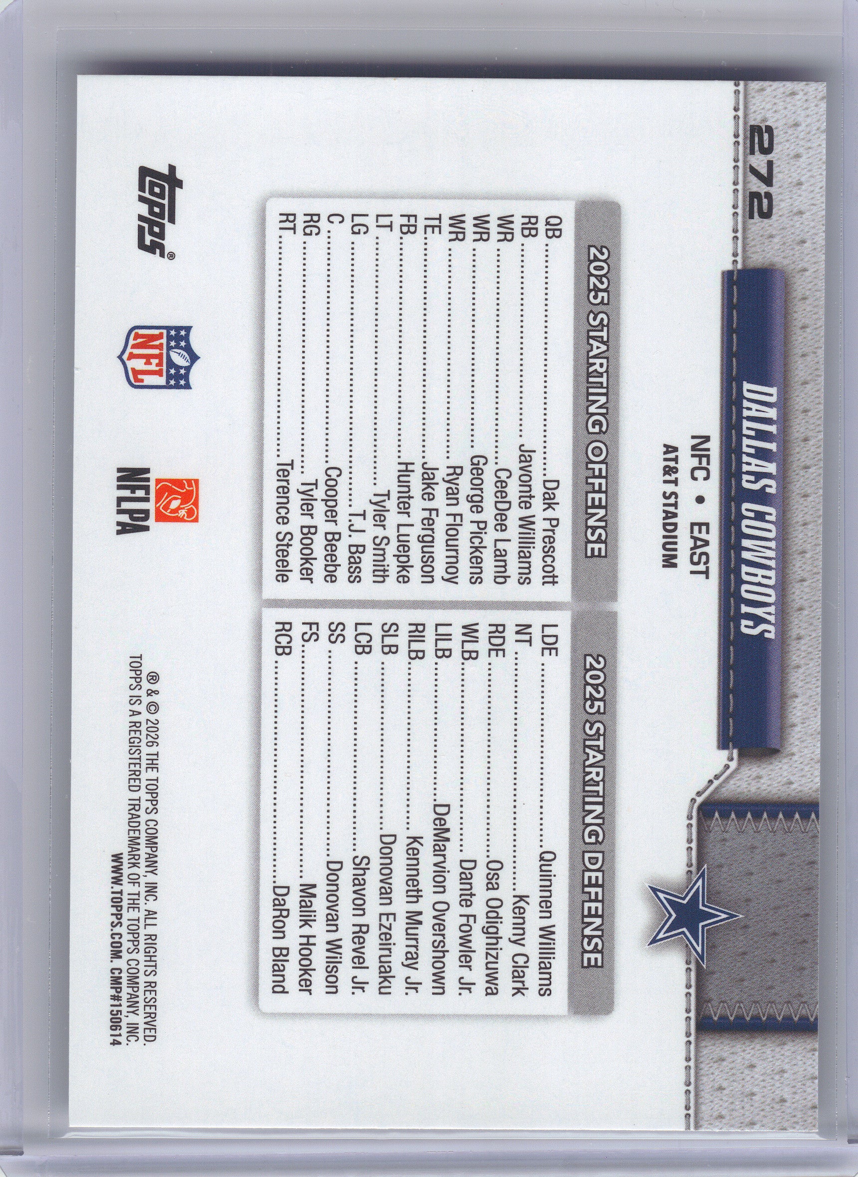 2026 Topps Flagship #272 Dallas Cowboys Dallas Cowboys